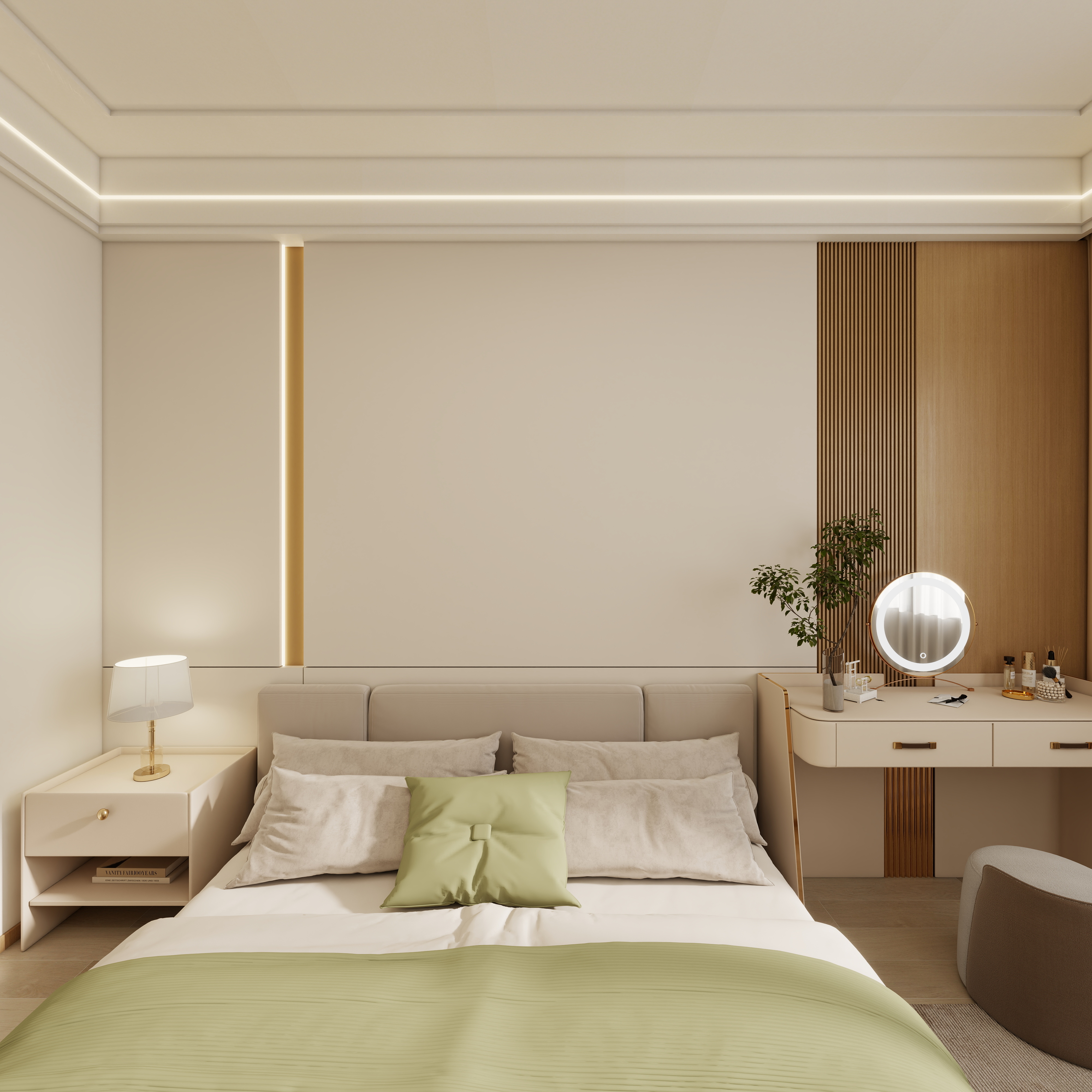 壹诺设计工作室-117㎡3室-原木风 一层主卧装修效果图第3张