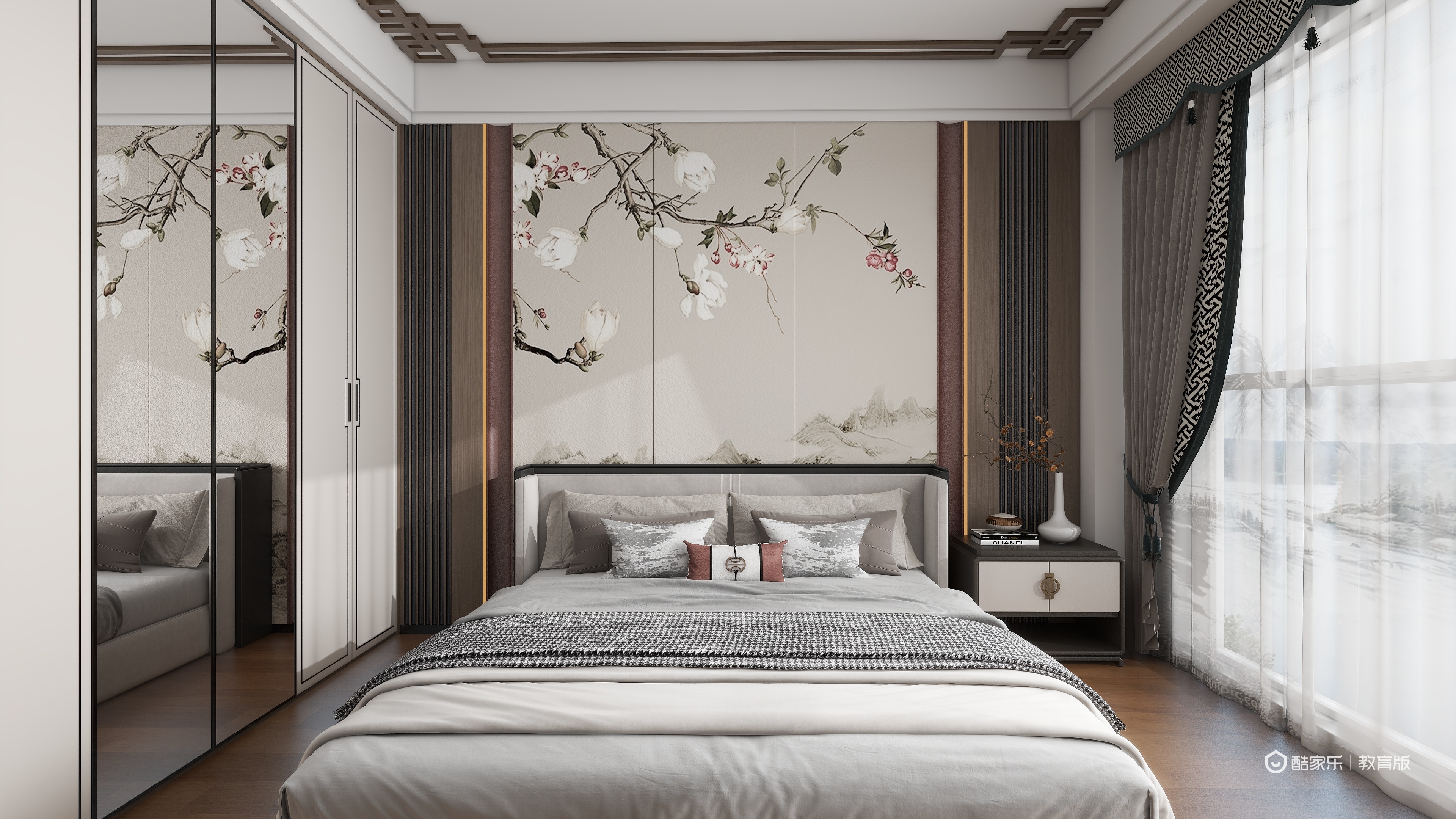 杨新雨tQPY-新中式121㎡2室一层次卧装修效果图第1张