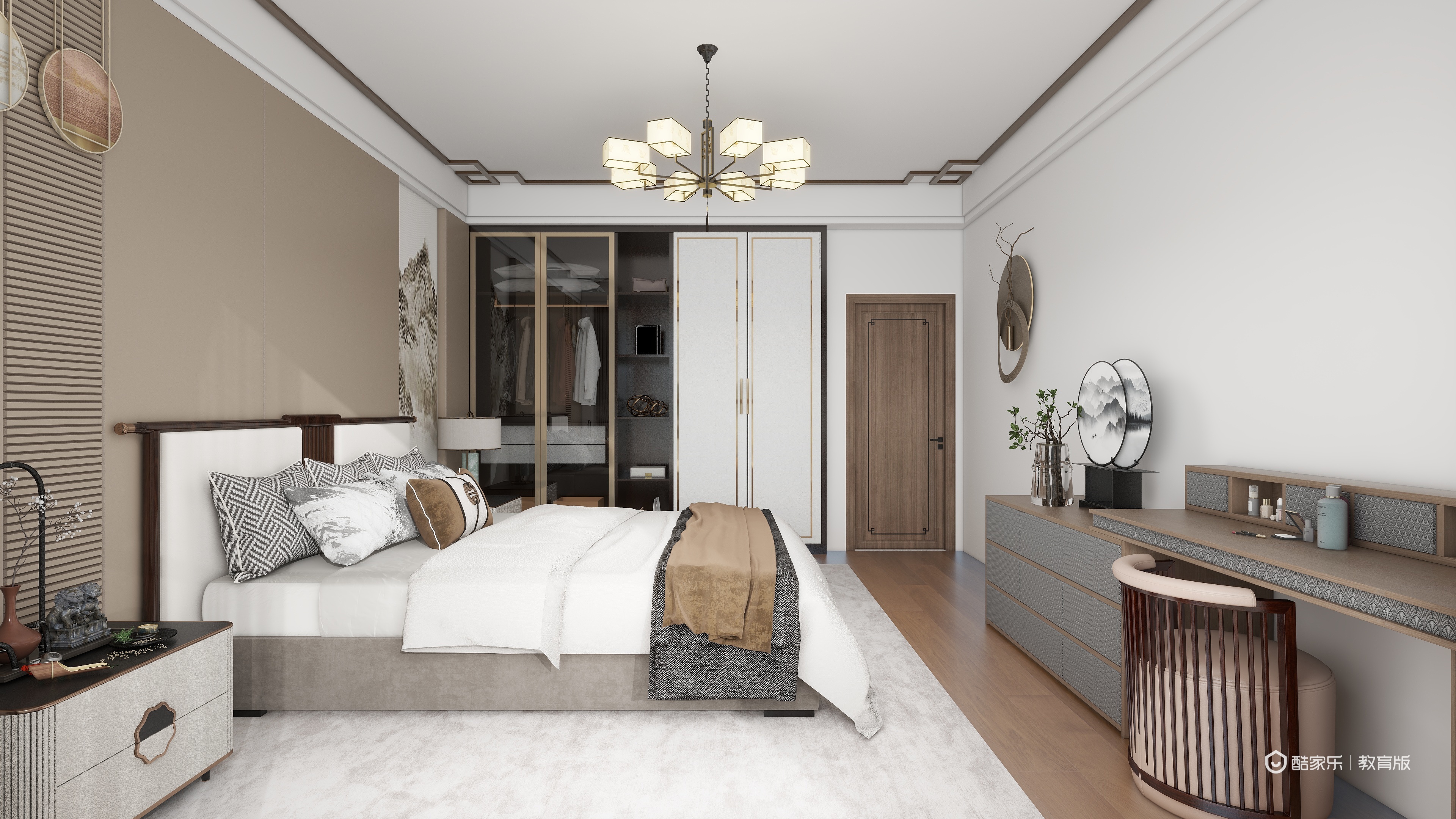 杨新雨tQPY-新中式121㎡2室一层主卧装修效果图第1张