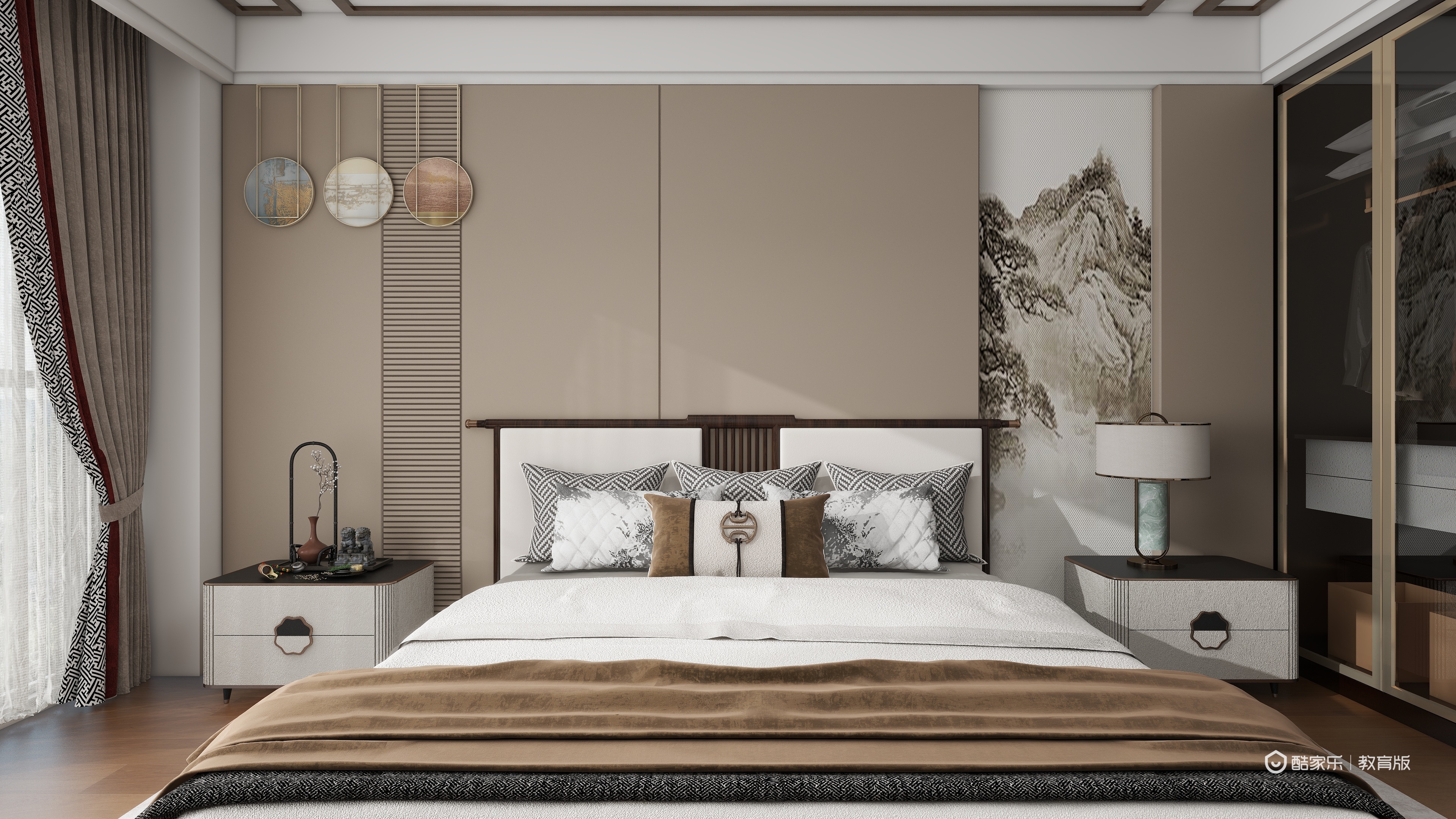 杨新雨tQPY-新中式121㎡2室一层主卧装修效果图第2张