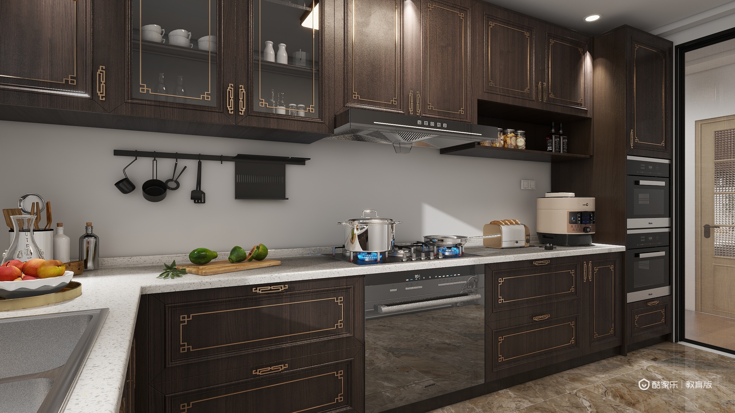 杨新雨tQPY-新中式121㎡2室一层厨房装修效果图第2张