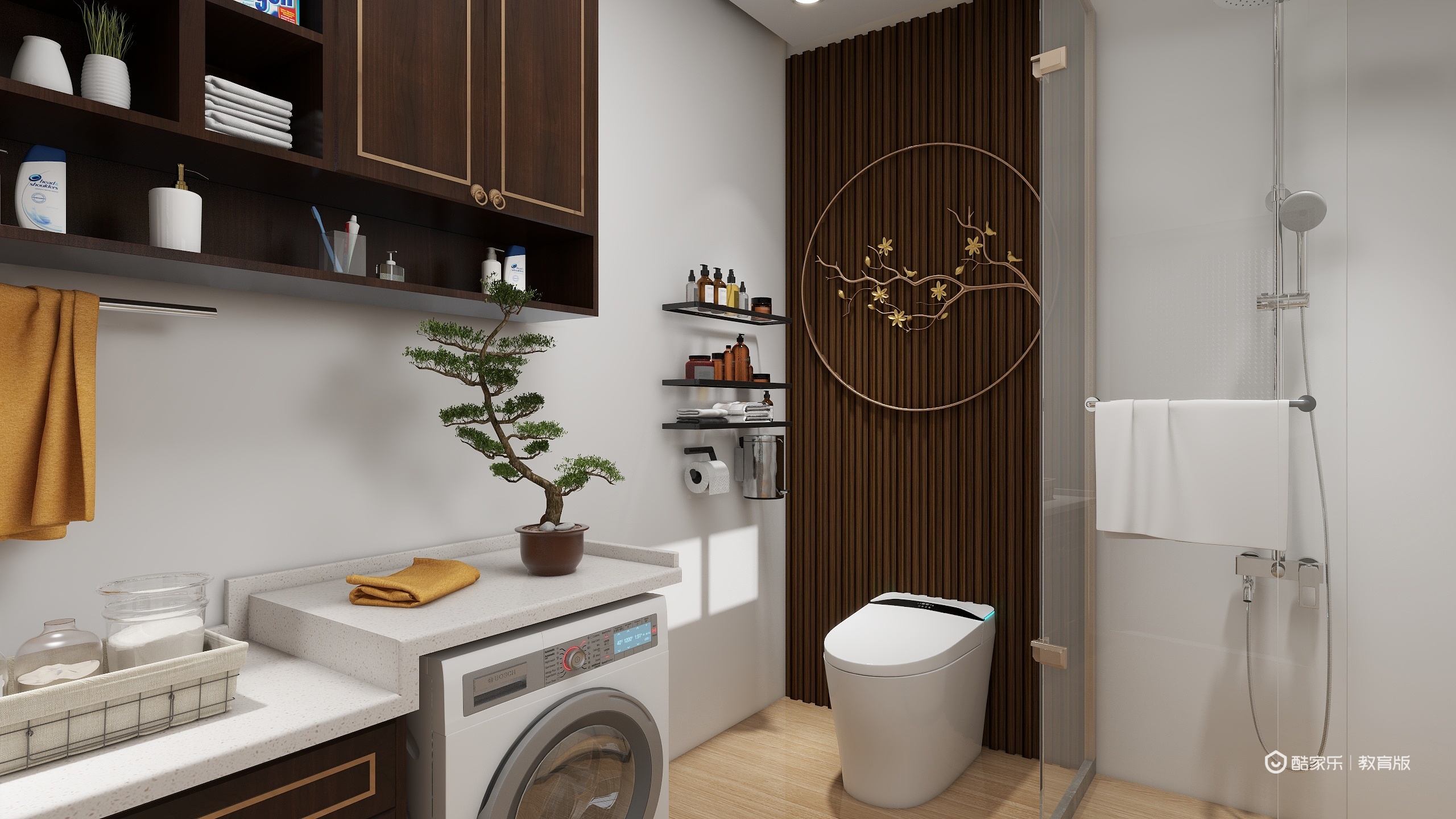 杨新雨tQPY-新中式121㎡2室一层卫生间装修效果图第2张