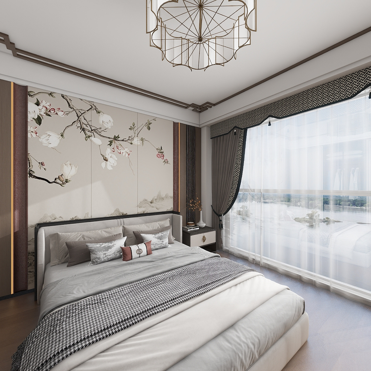 杨新雨tQPY-新中式121㎡2室一层次卧装修效果图第3张