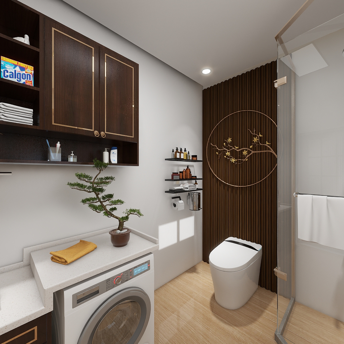 杨新雨tQPY-新中式121㎡2室一层卫生间装修效果图第3张