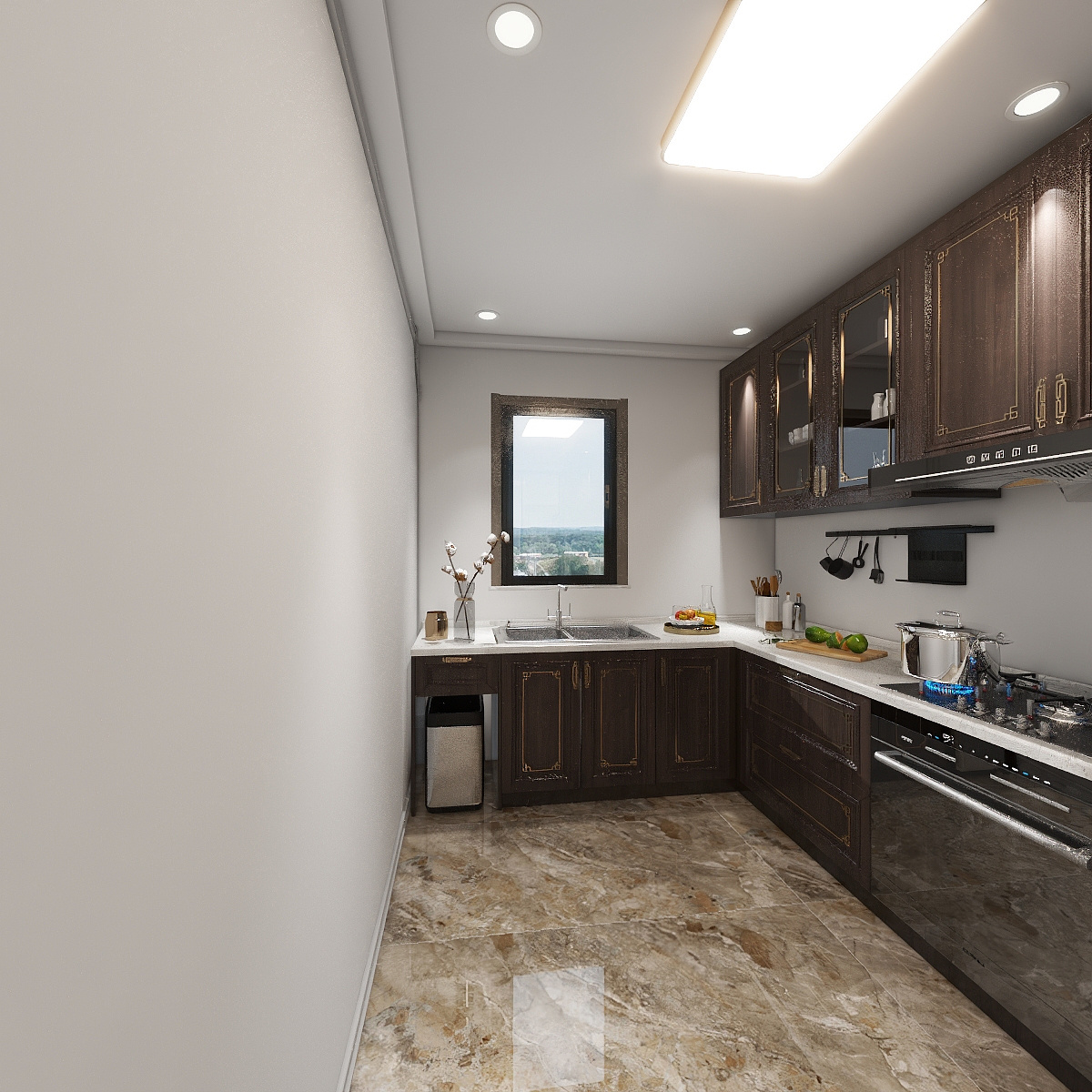 杨新雨tQPY-新中式121㎡2室一层厨房装修效果图第3张