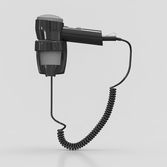 Sleek Black Hair Dryer 3D Model for Kitchen and Bath