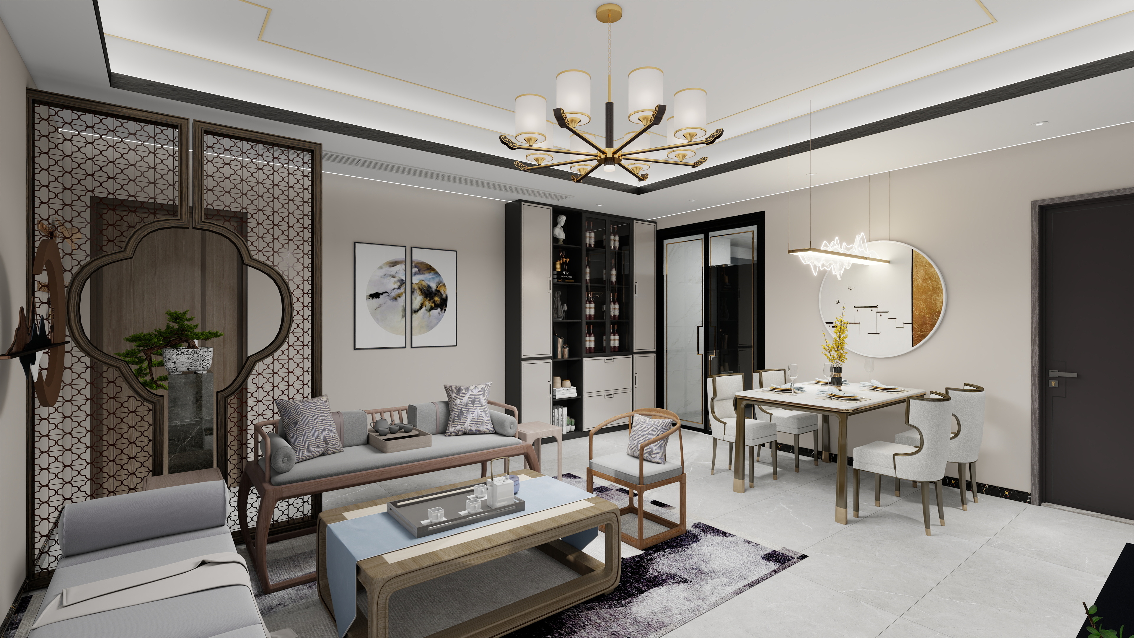 -VR全景图--新中式～后湖人家还建小区89㎡3室-装修设计方案