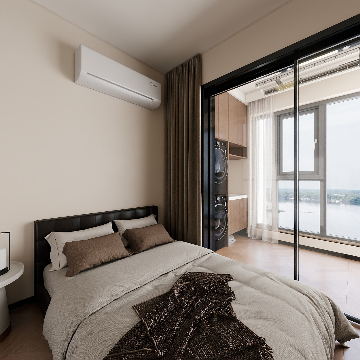 设计师一撇子浩-奶油中古风4房装修效果图