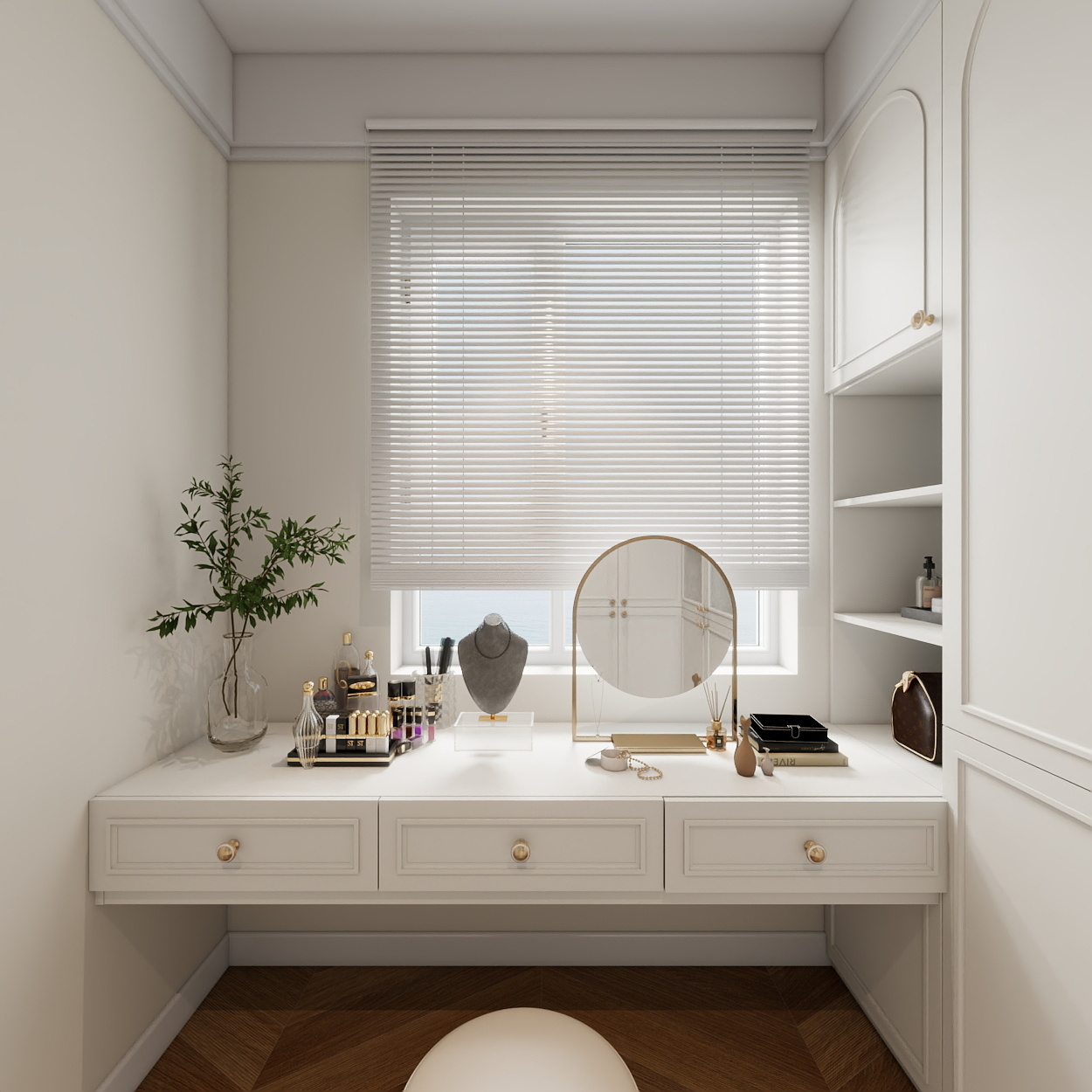 胖头鱼设计-海河陆号院120㎡奶油轻法式三室装修效果图