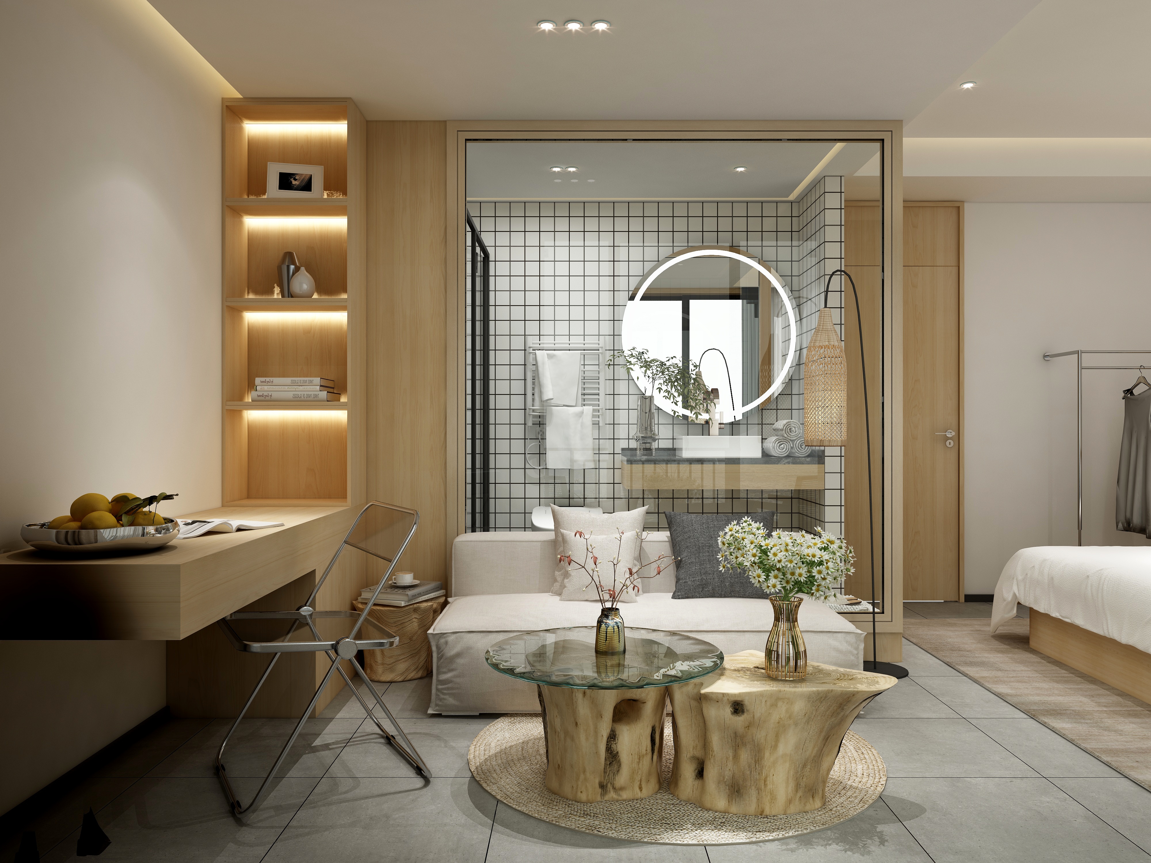 至简名设-文稳康-《名宿标间》原木式简约|木装修效果图