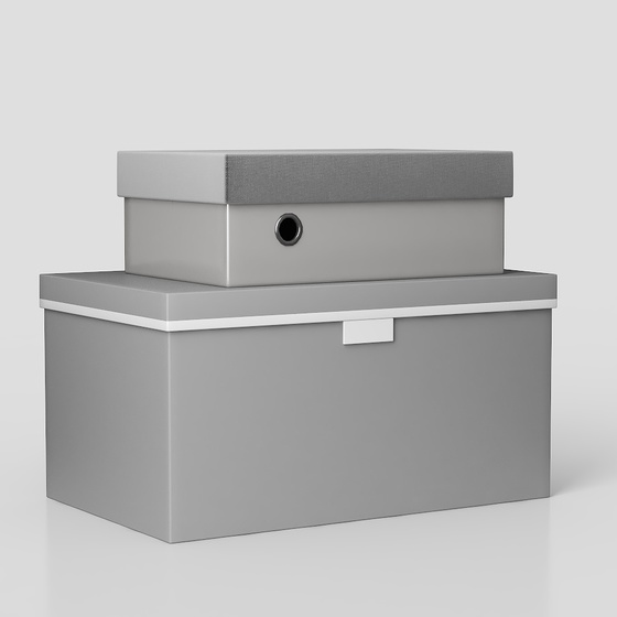 Modern Minimalist Storage Box 3D Model in Gray Finish
