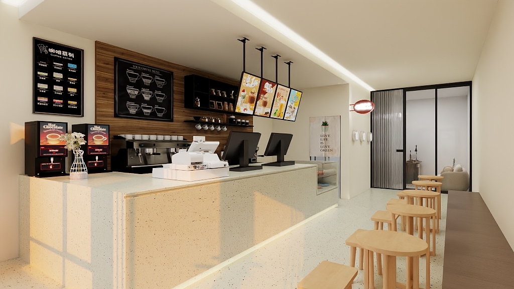 天空爱上了诺言-咖啡厅效果图-装修设计方案