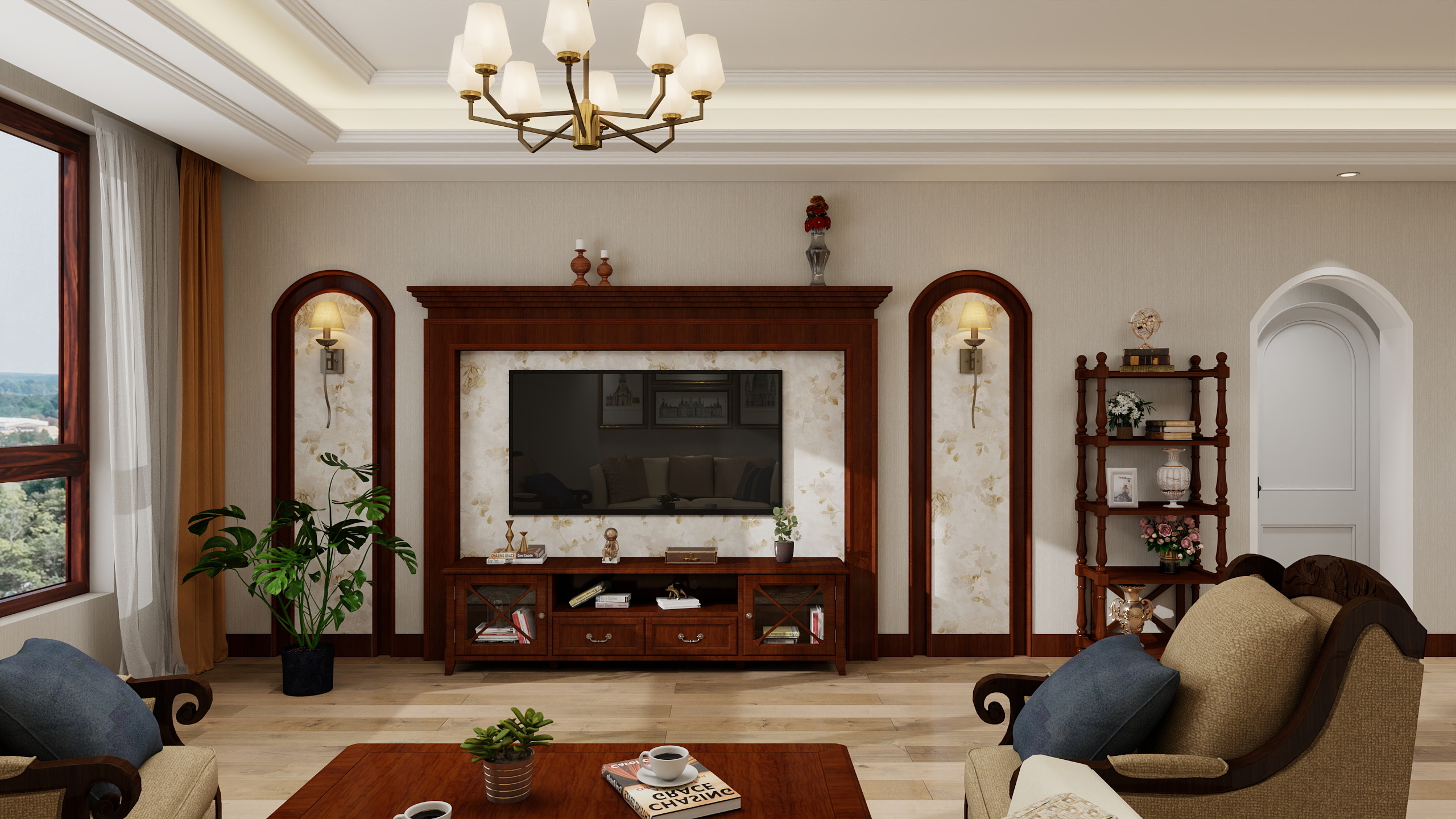 莲成装饰装修设计-郡悦府小区美式140㎡3室-装修设计方案