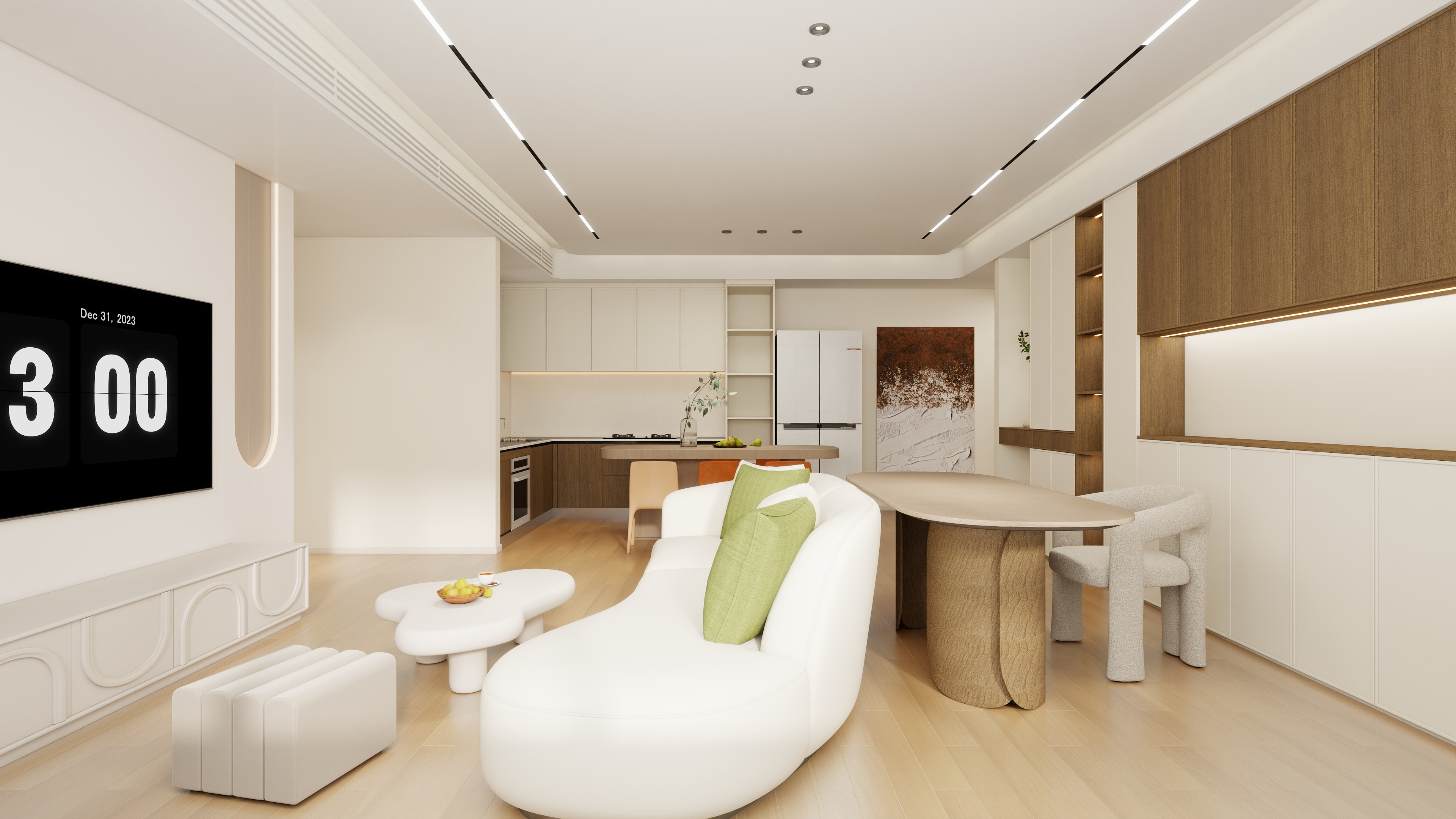 郭涛-90㎡两居奶油原木风-装修设计方案