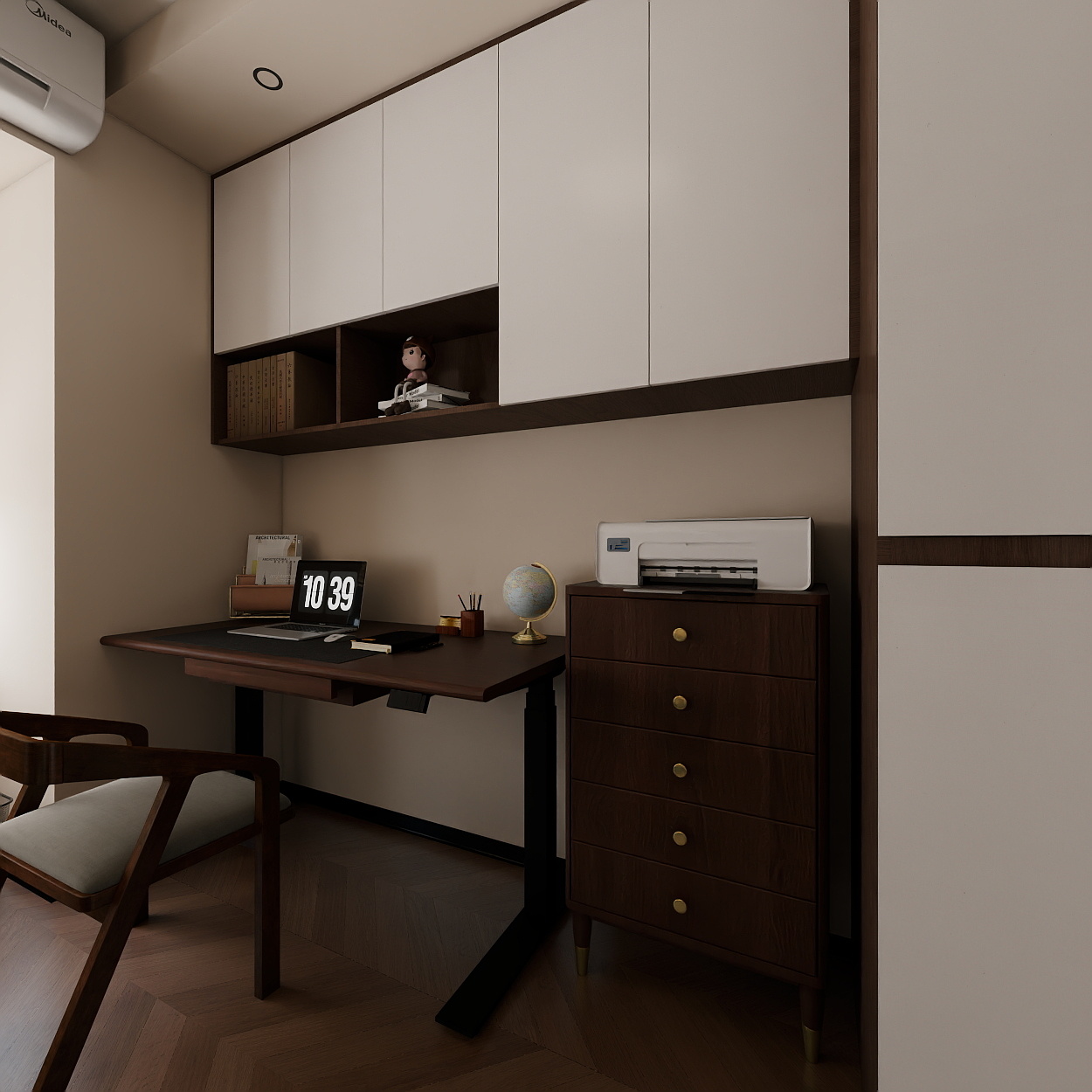 设计师一撇子浩-奶油中古风4房装修效果图