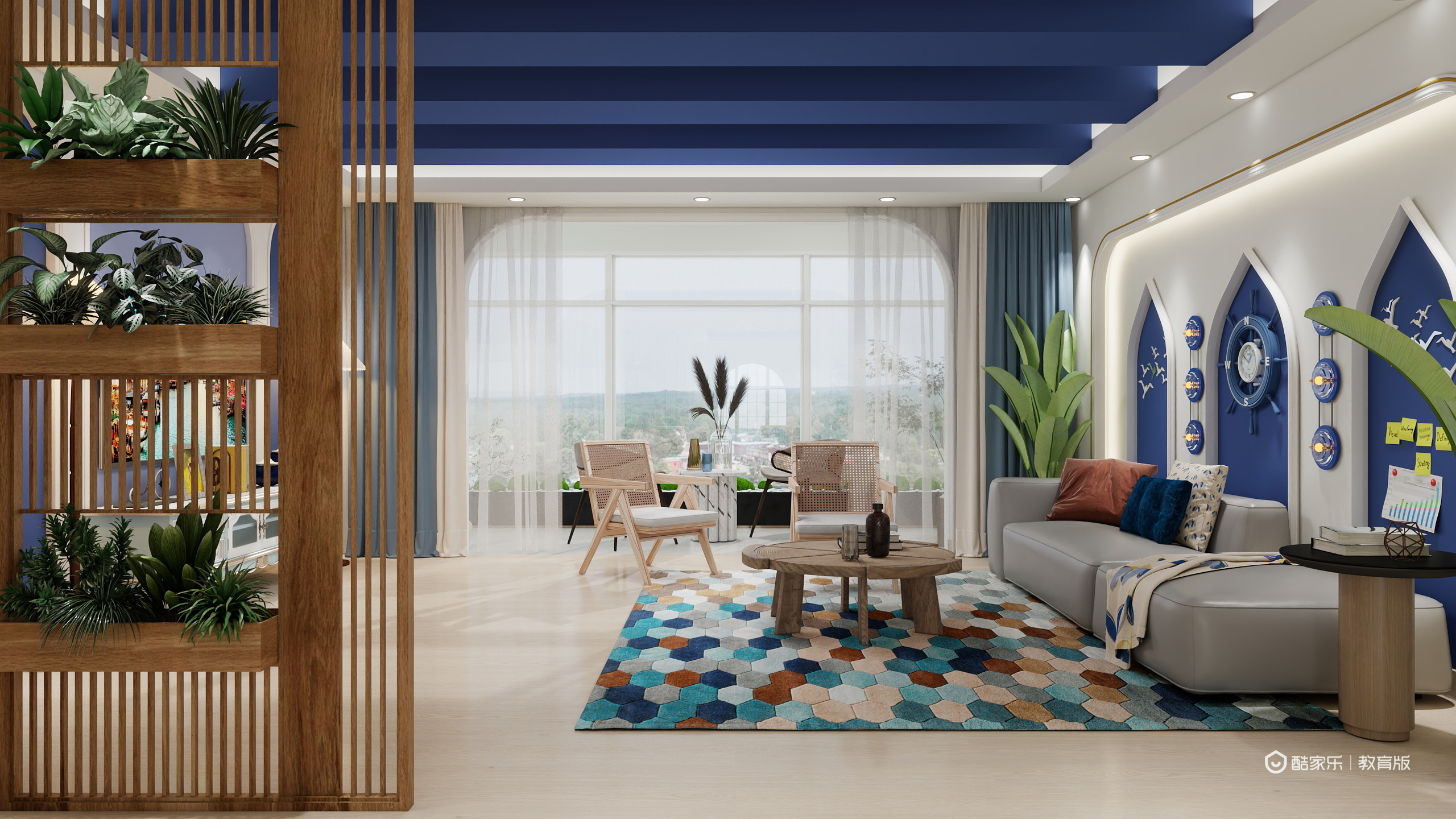 马程想-晨胧华庭住宅小区167㎡4室一层客餐厅装修效果图第2张