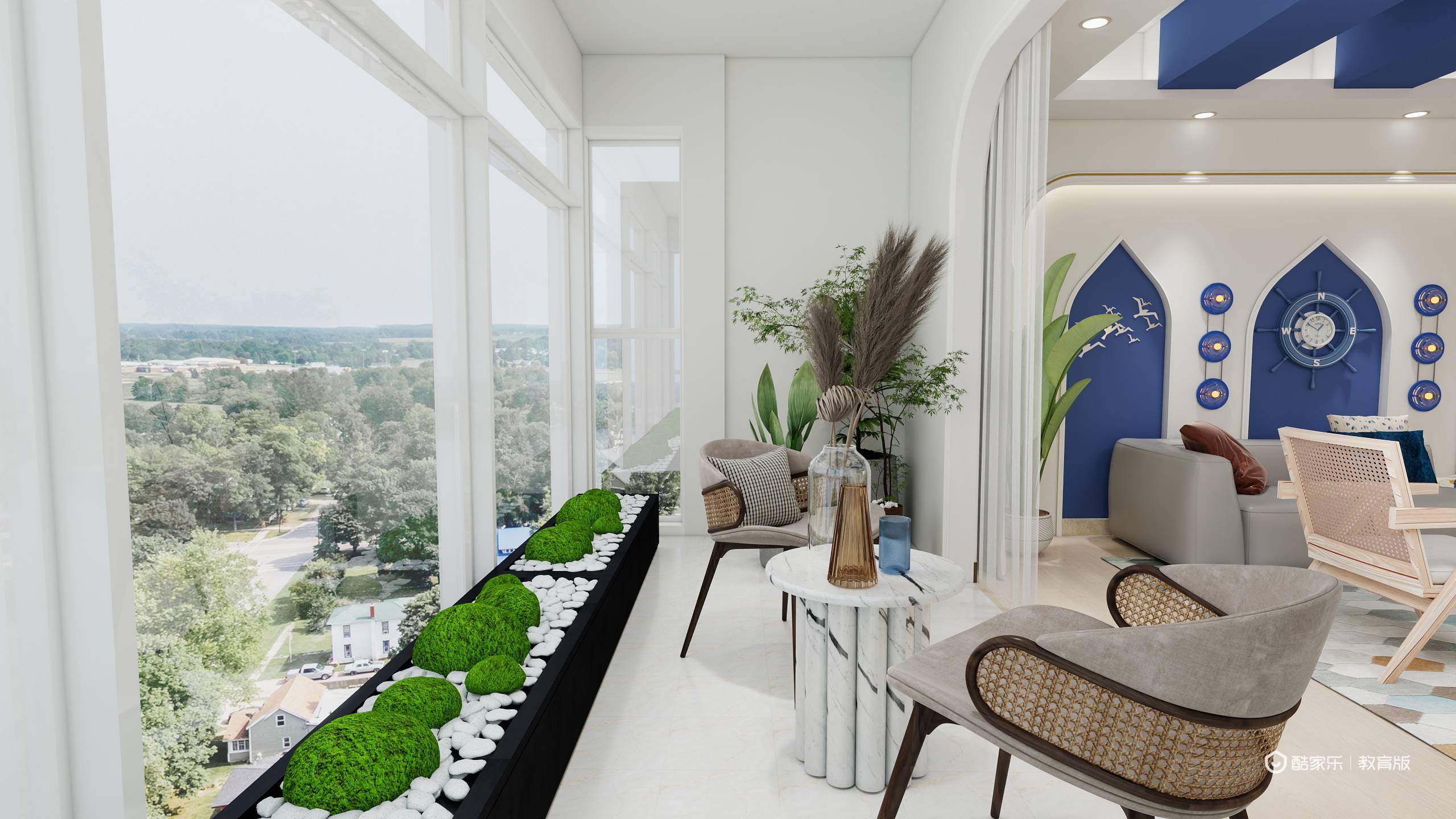 马程想-晨胧华庭住宅小区167㎡4室一层阳台装修效果图第1张