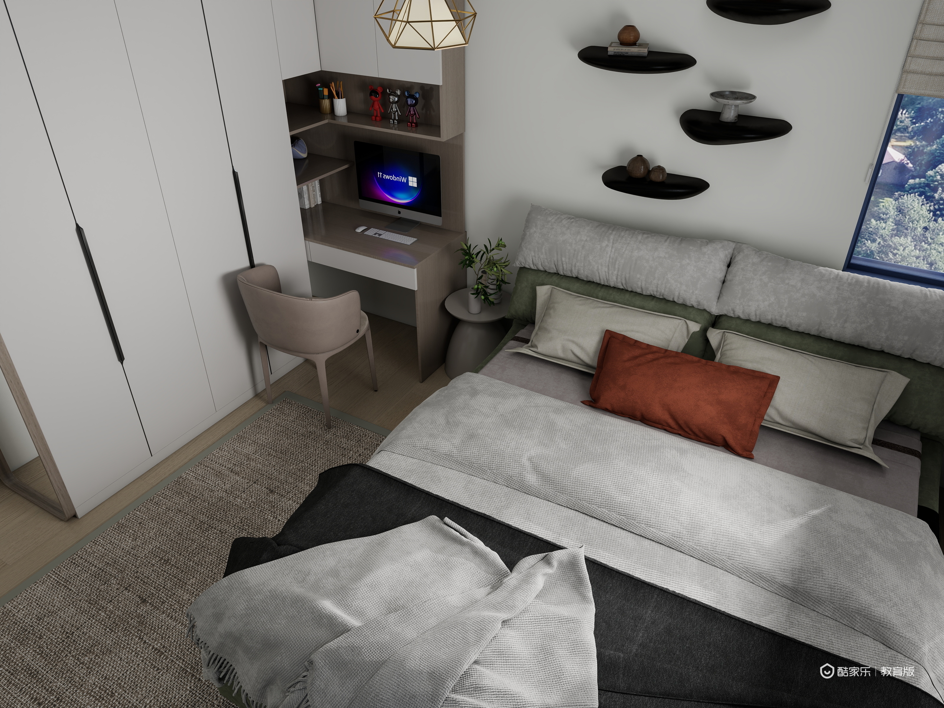 马程想-晨胧华庭住宅小区167㎡4室一层次卧3装修效果图第1张