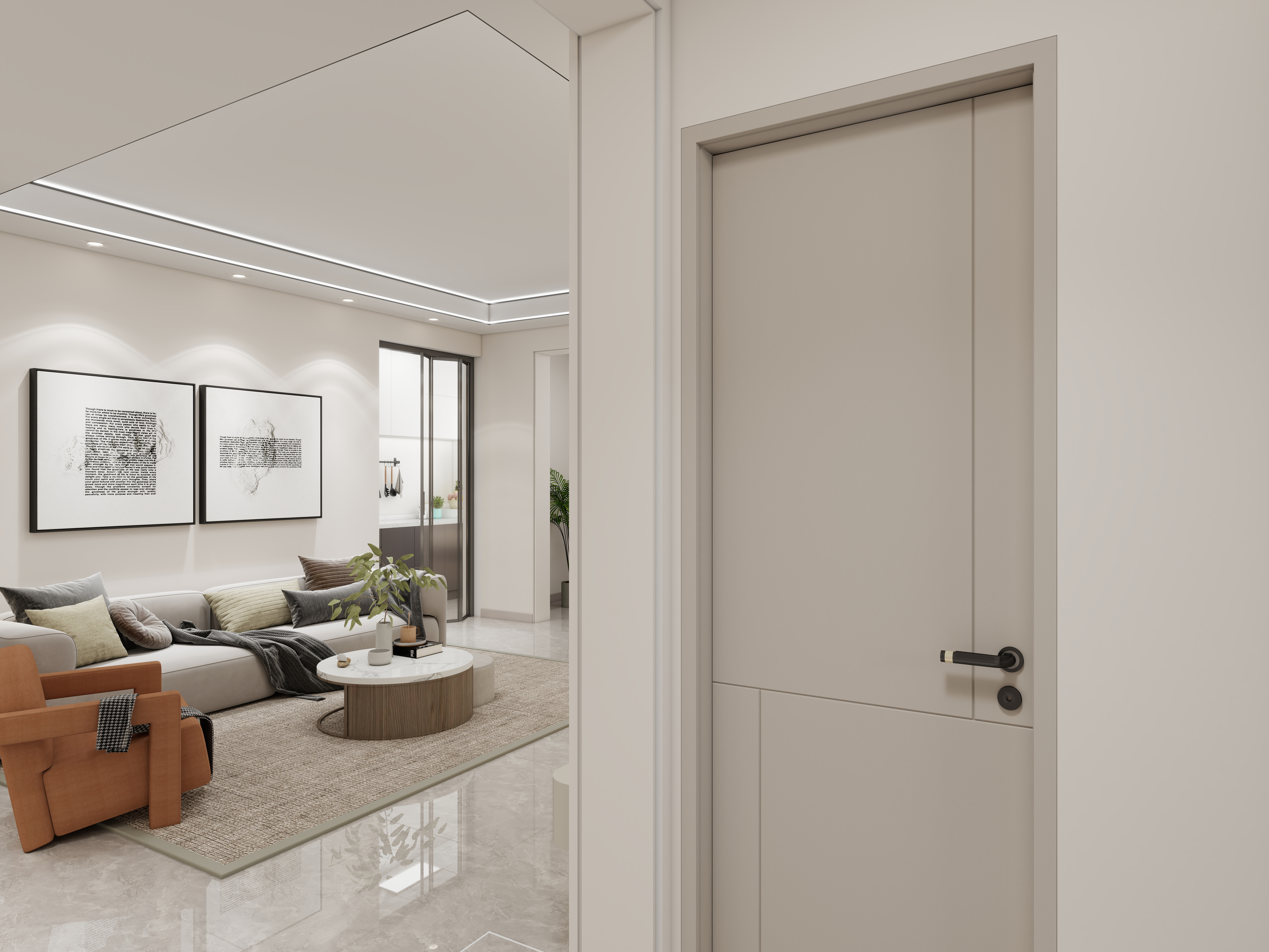 艺雅丽-98平现代简约装修效果图