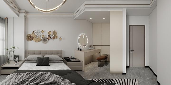 远山青--黑白简约丨99㎡三室-装修设计方案