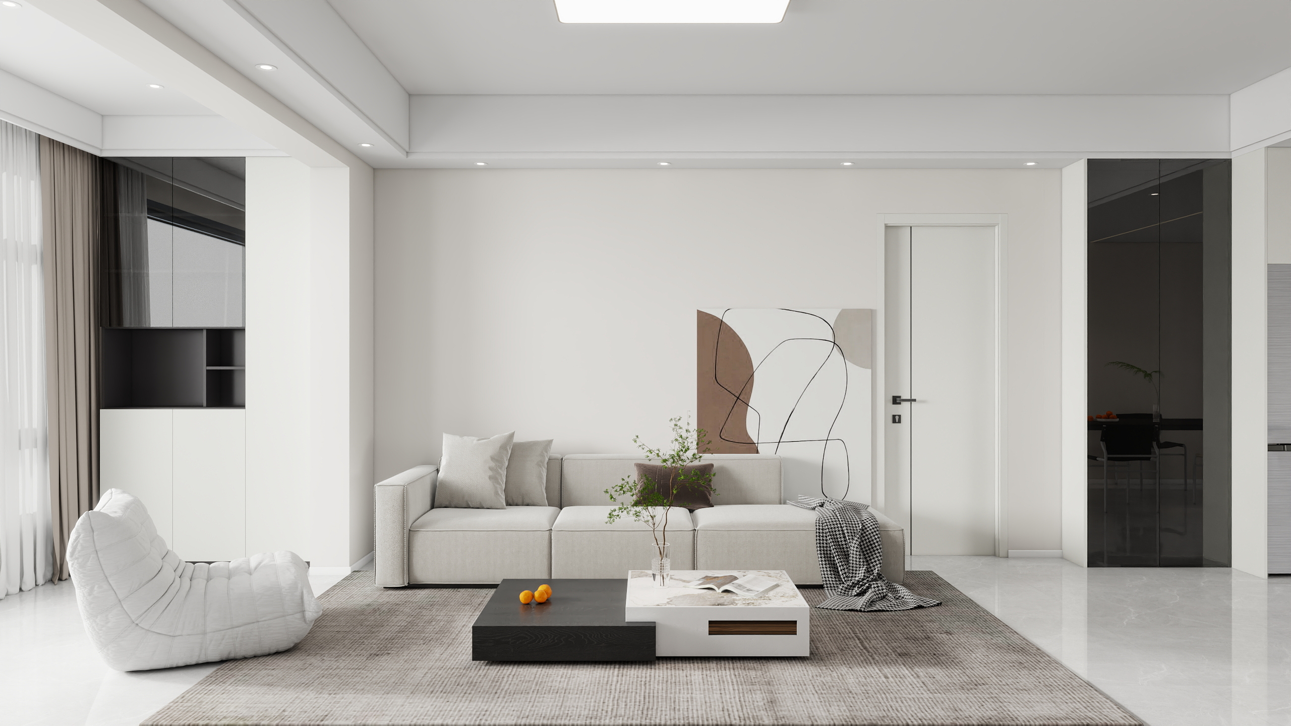 李青越-105方现代简约风格三居室样板间装修效果图