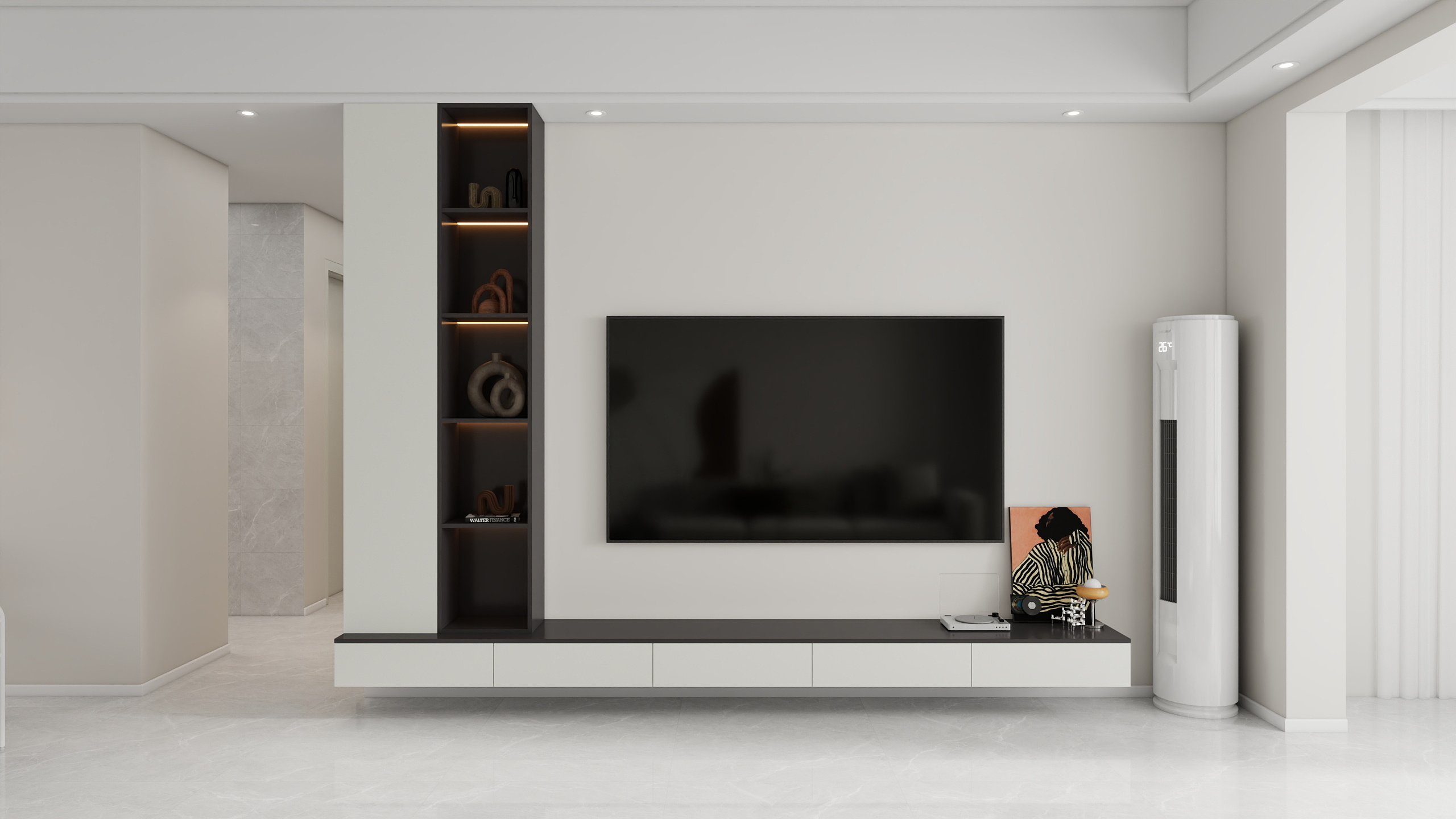 李青越-105方现代简约风格三居室样板间装修效果图