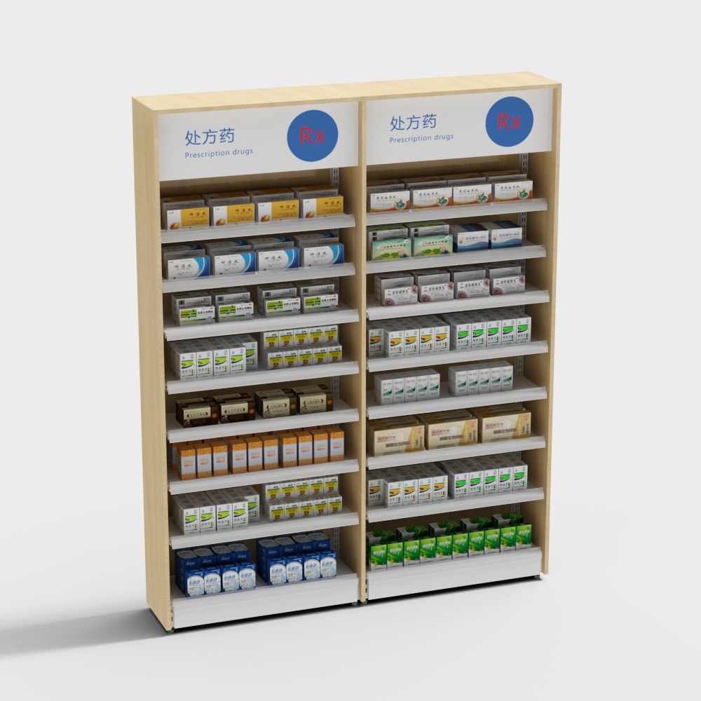 现代医院药房药店药品柜3D模型
