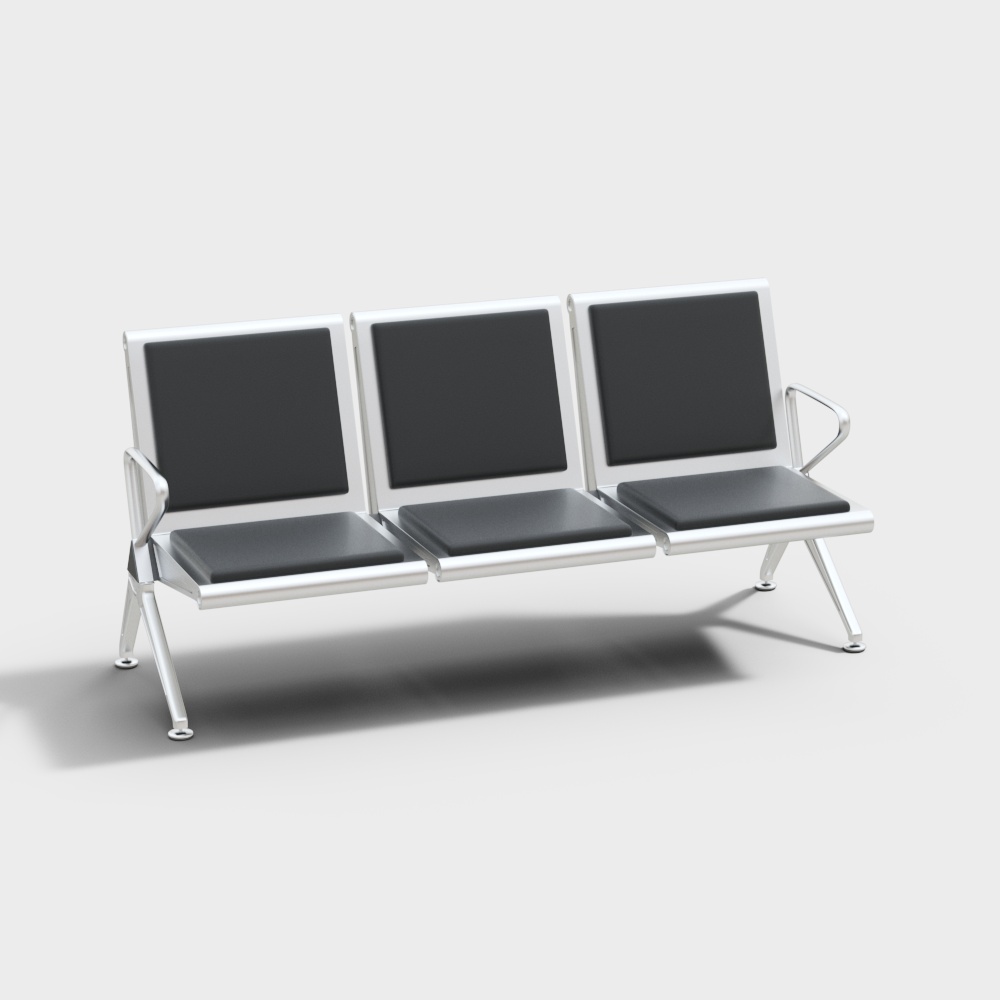 现代医院排椅三人坐3D模型