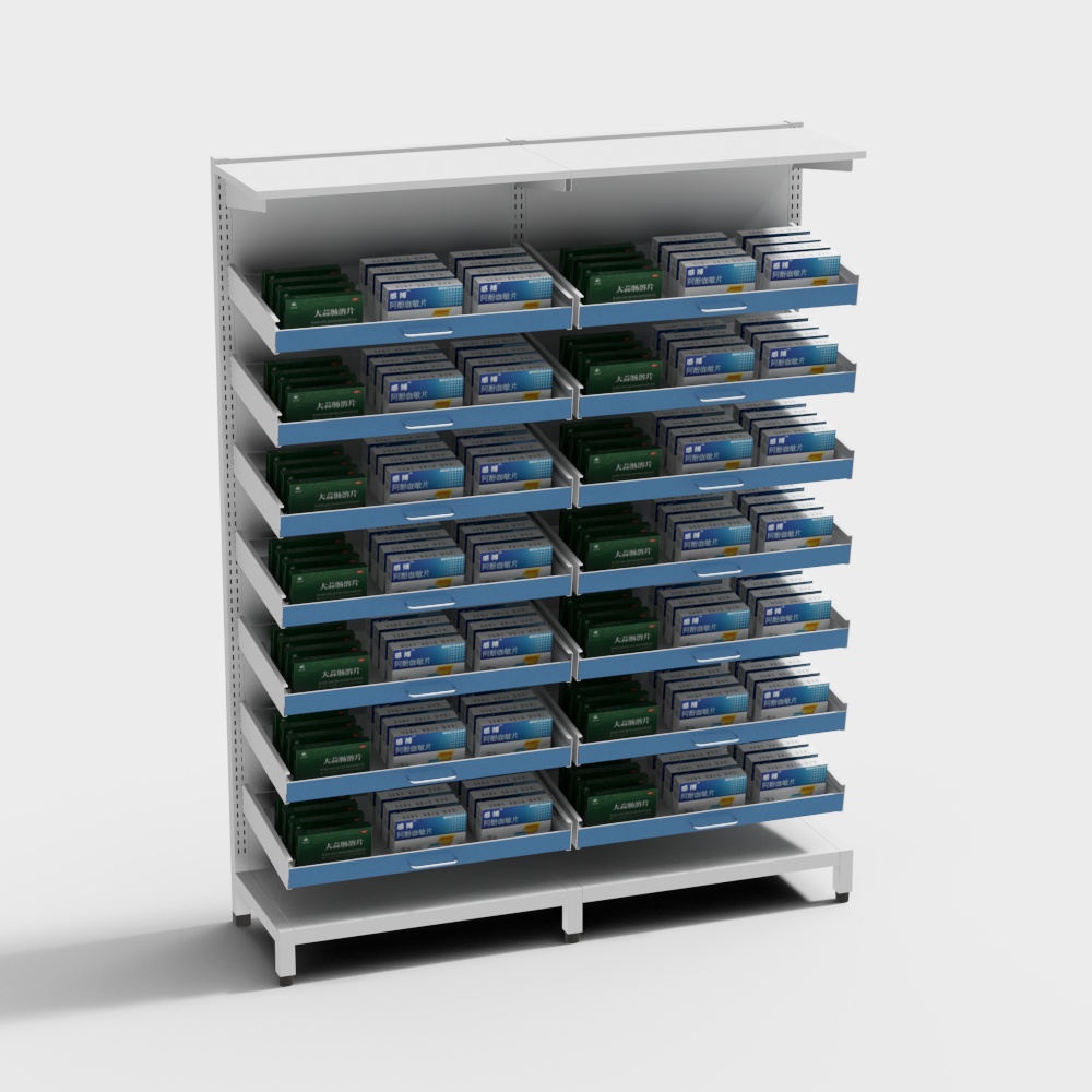 现代药店药品架款式二3D模型