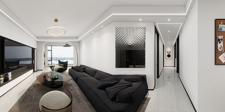 一瓢解千愁-120㎡现代黑白灰(wuyue.Ⅱ）√-装修设计方案