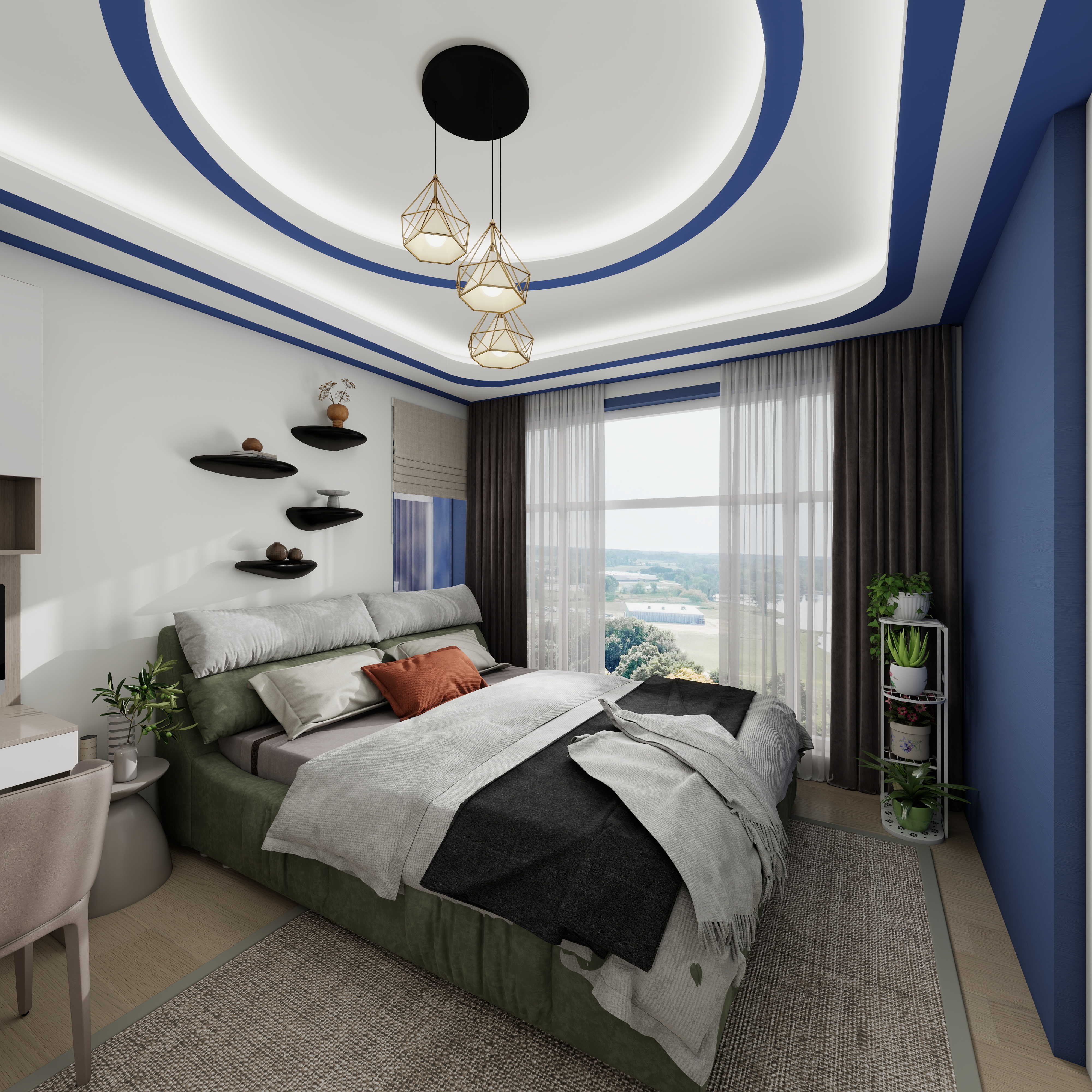 马程想-晨胧华庭住宅小区167㎡4室一层次卧3装修效果图第3张