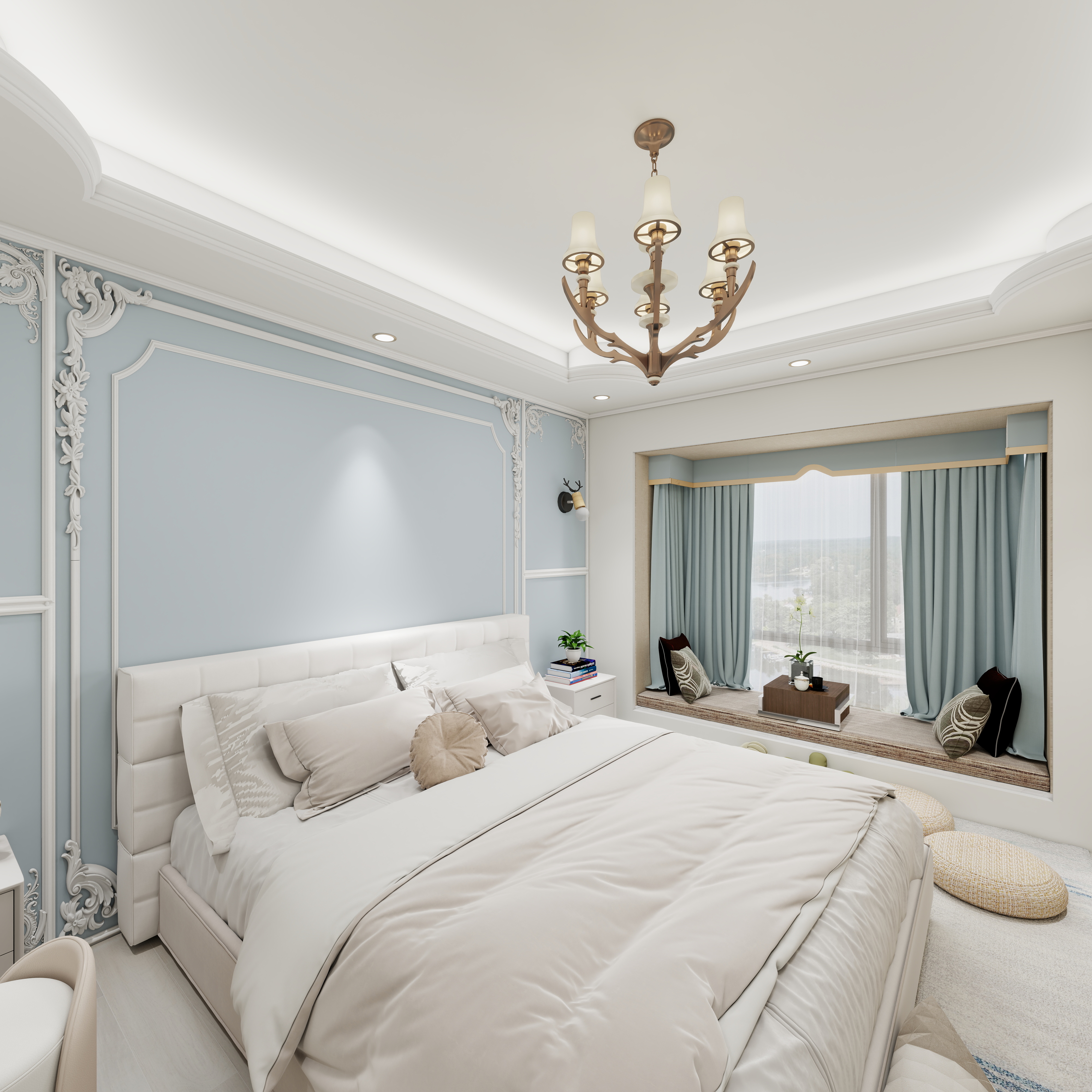 马程想-晨胧华庭住宅小区167㎡4室一层次卧2装修效果图第3张