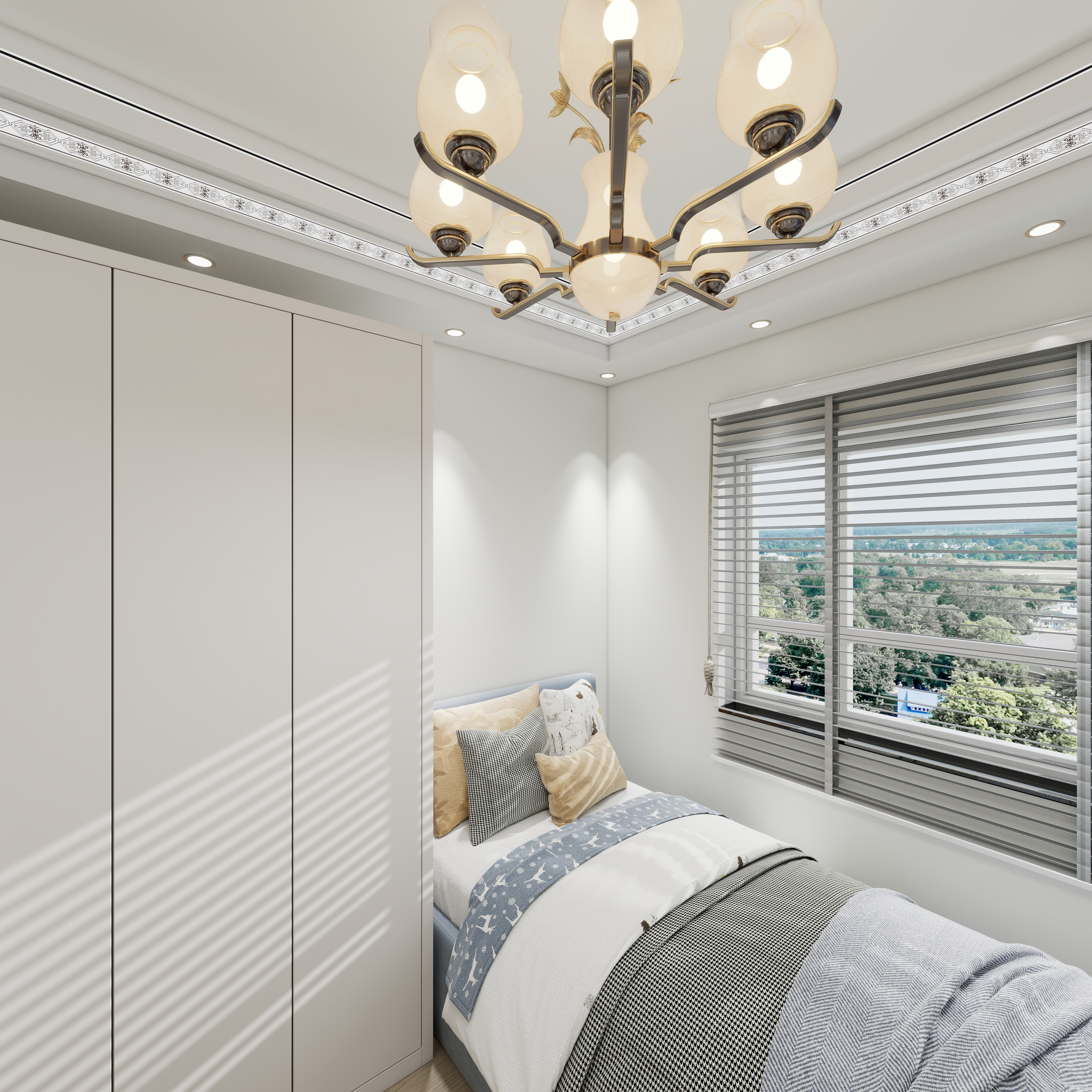 马程想-晨胧华庭住宅小区167㎡4室一层次卧1装修效果图第3张