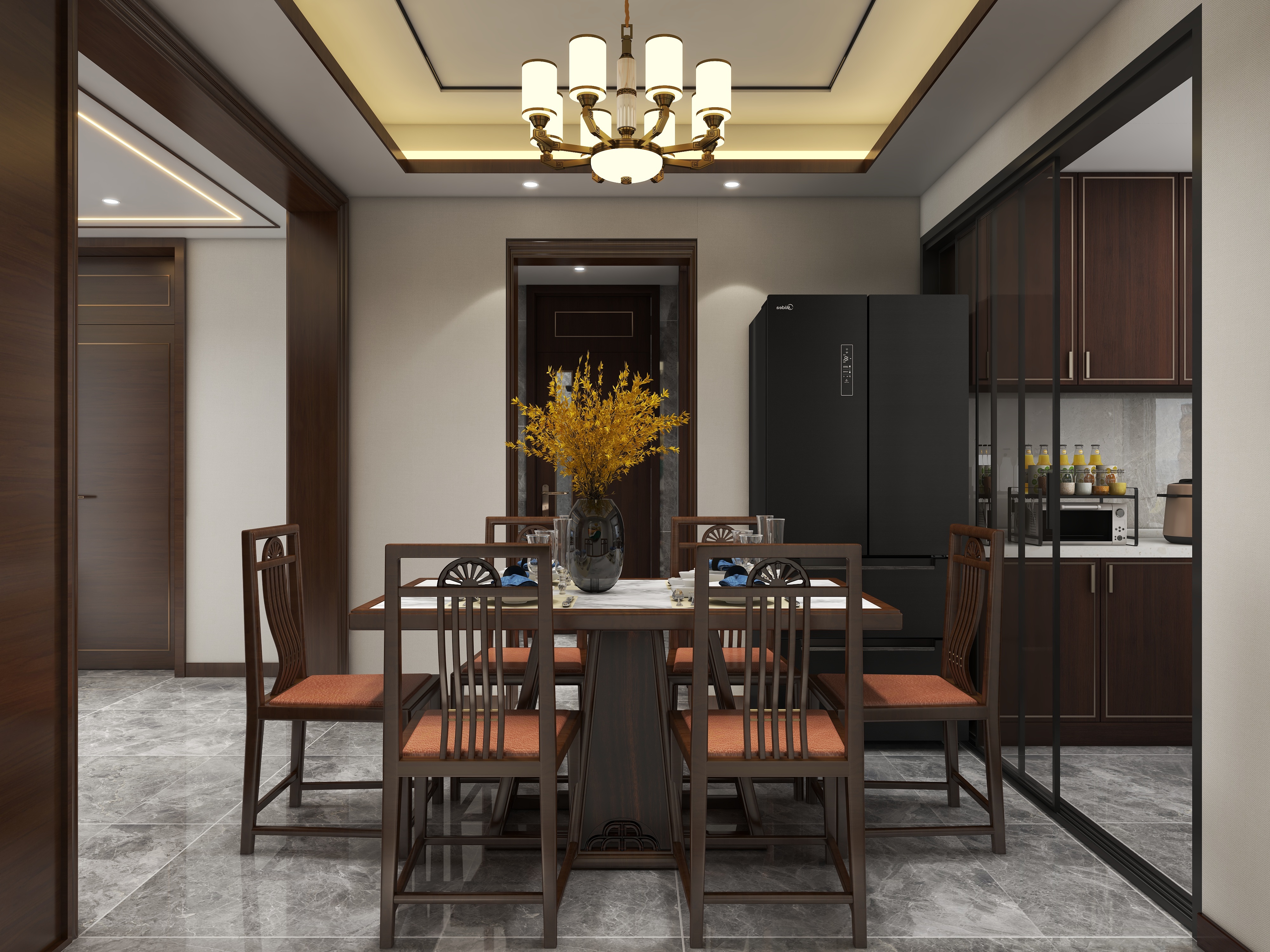 景成鸿彦-军兴小区-新中式风格装修效果图