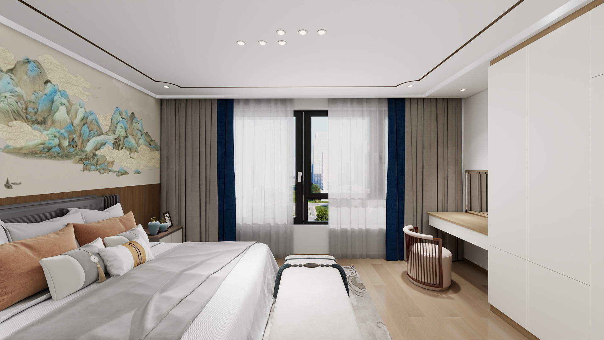 海棠问微雨-自建房117㎡3室装修效果图