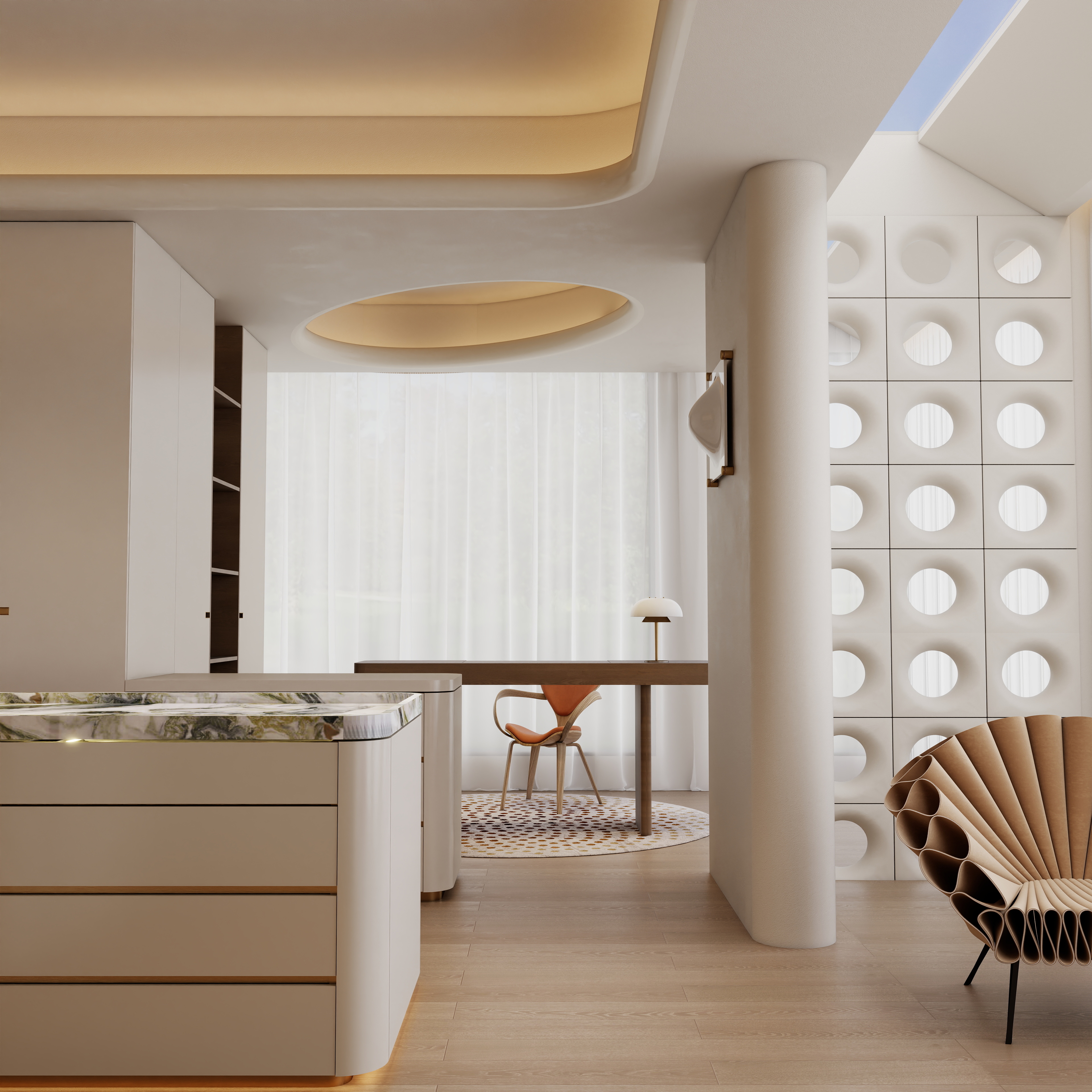 梁筑设计-《奶油风卧室套间》-装修设计方案