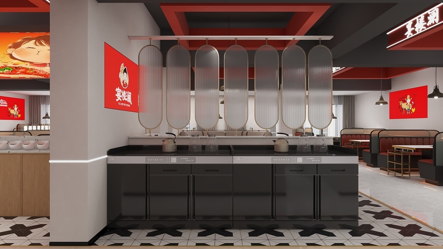 湛智华-工装火锅店一层260平装修效果图