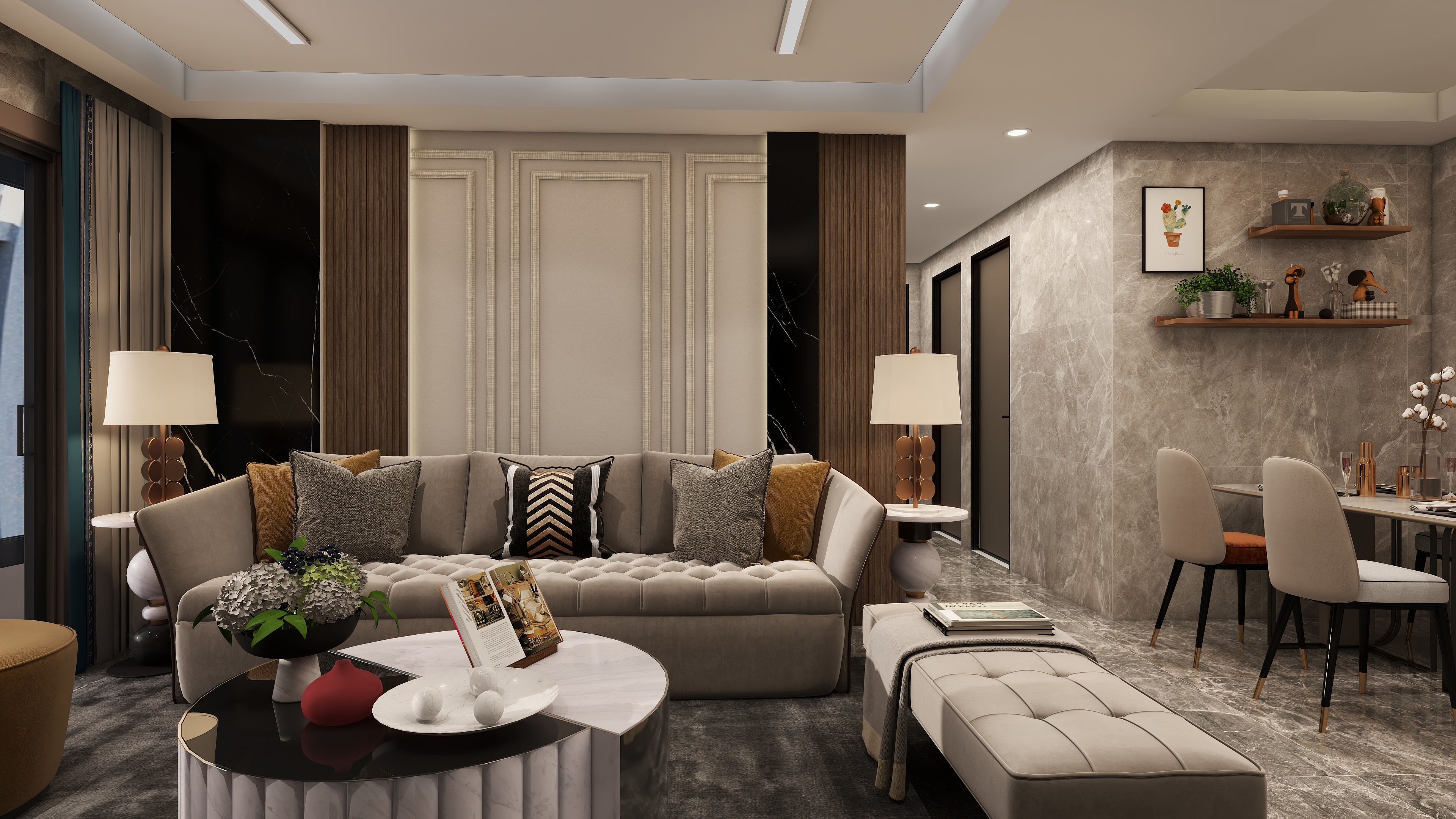 桉余-幸福家园现代简约110㎡3室装修效果图