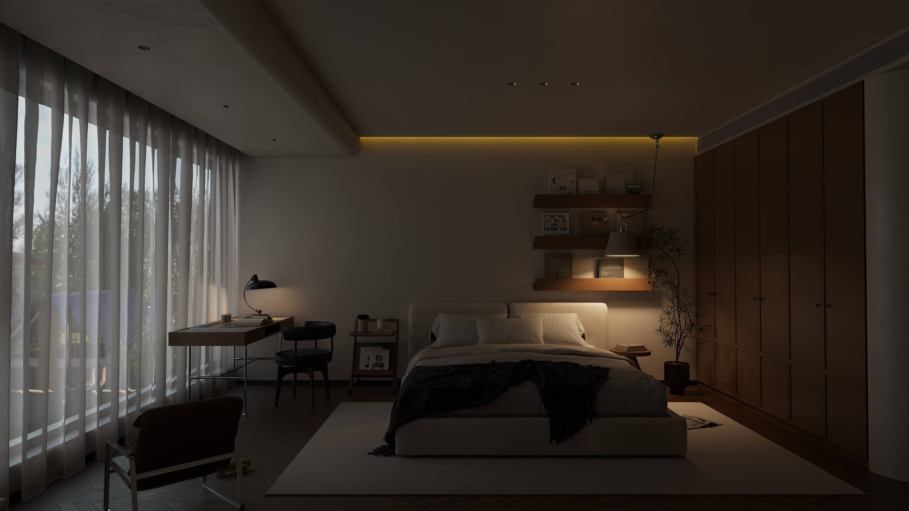 小萧学长视觉设计表现室-中古风卧室-装修设计方案