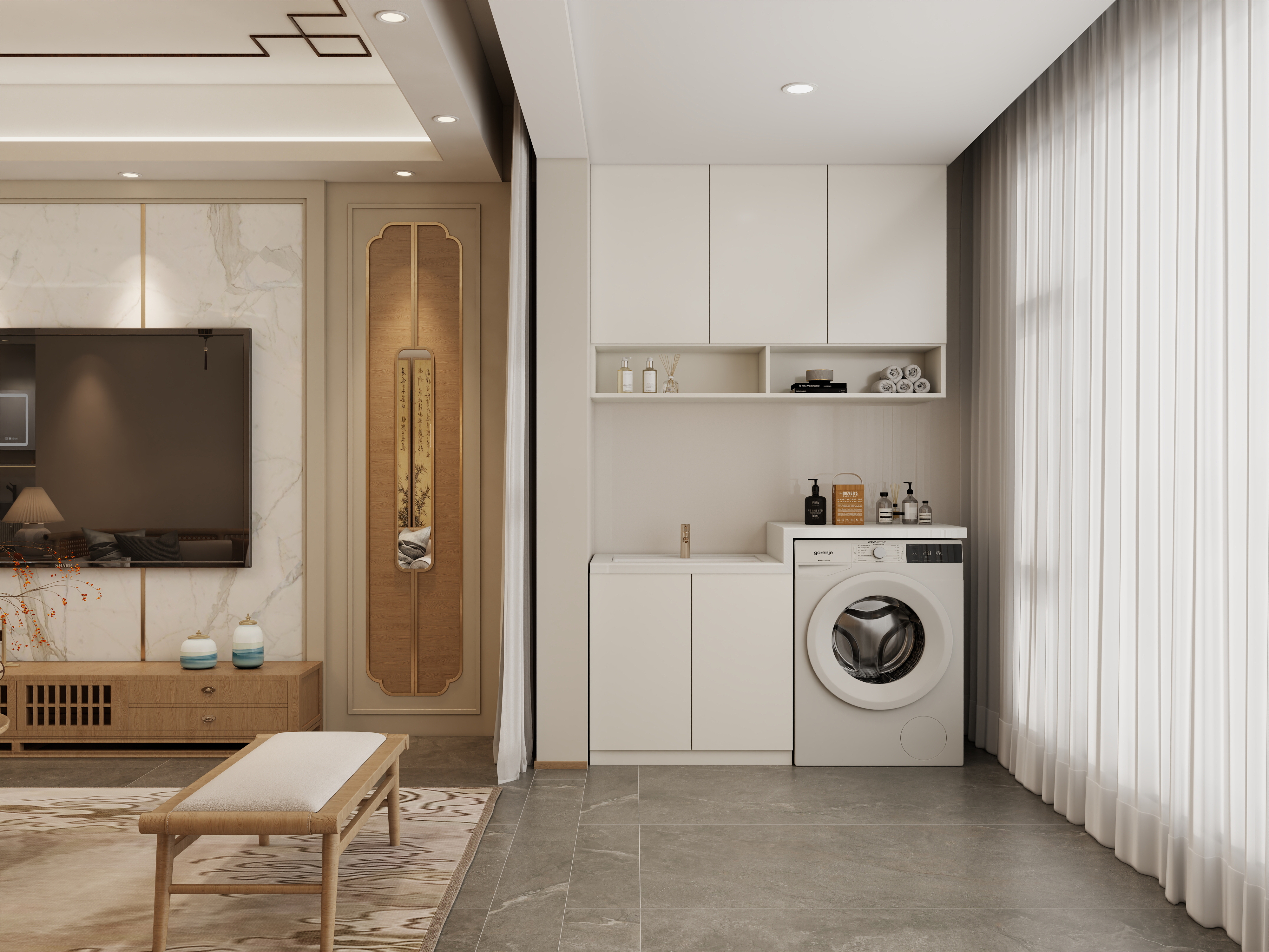 李佳洋-澜湾花园106平新中式三室装修效果图