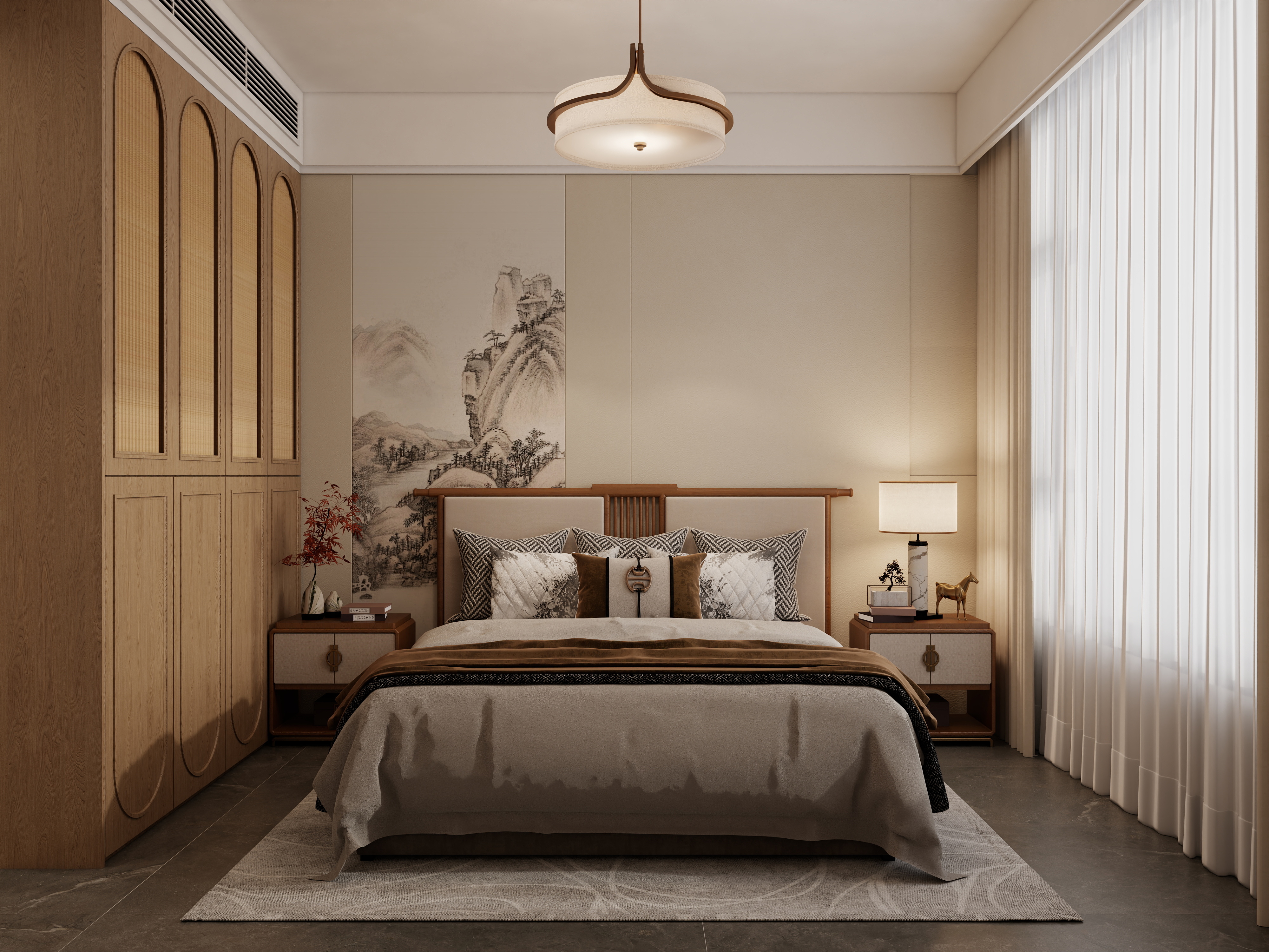 李佳洋-澜湾花园106平新中式三室装修效果图