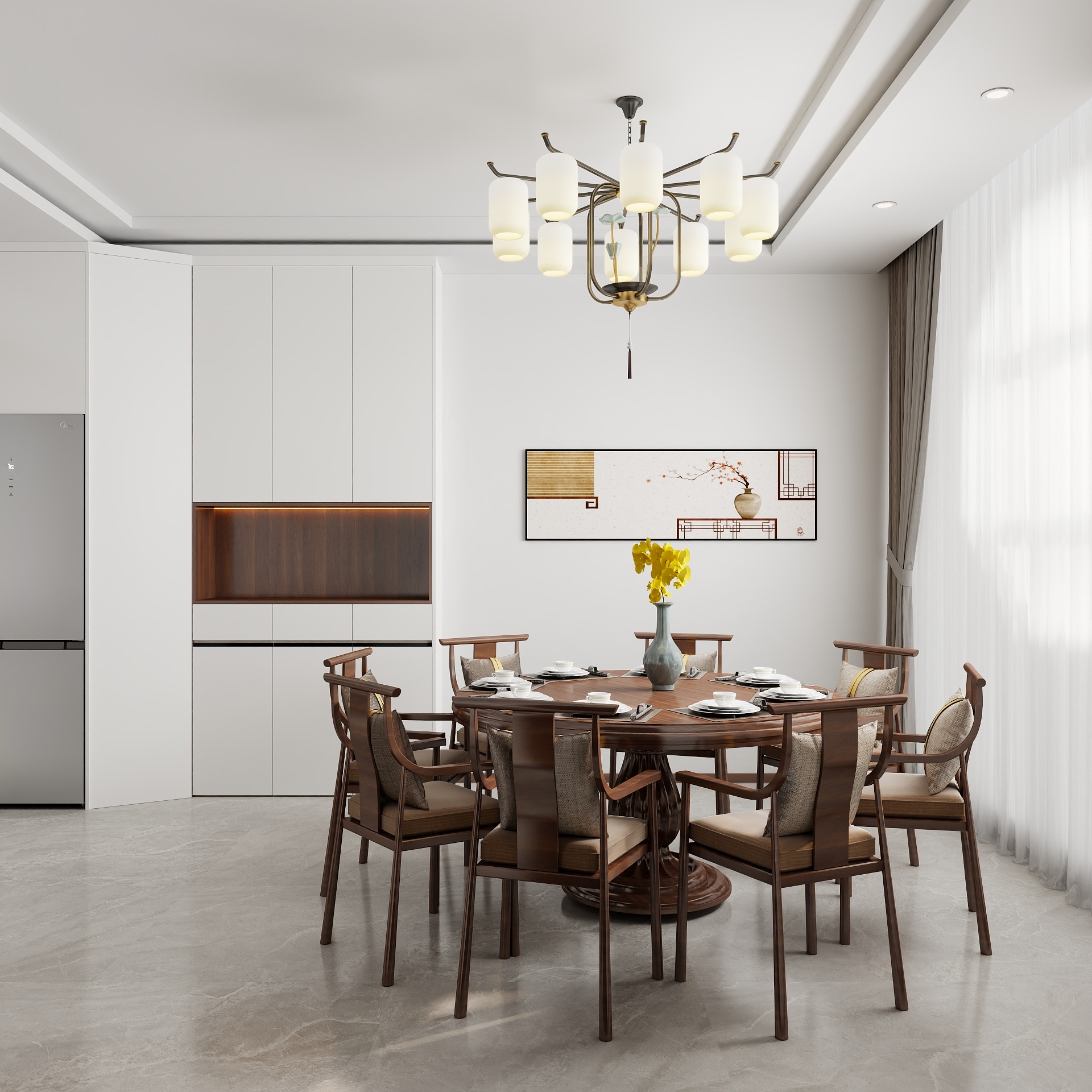 吴爽-838m²新中式风格设计装修效果图