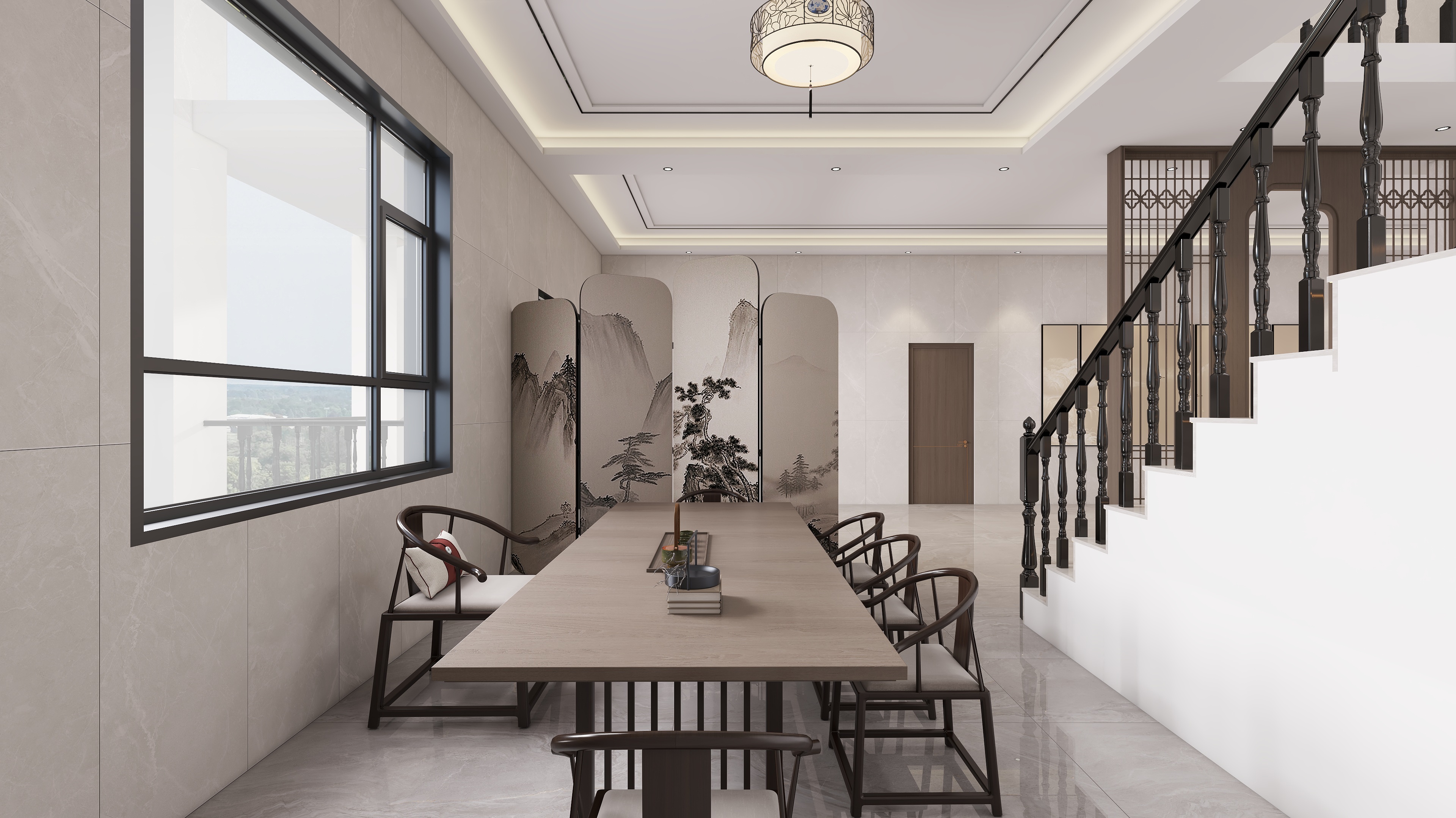 星空设计500一套-三层新中式别墅795㎡装修效果图