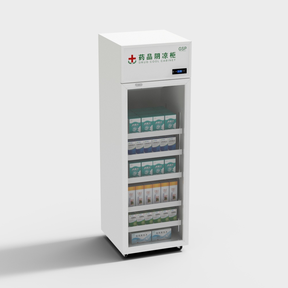 现代医院医用阴凉柜上风机单门3D模型