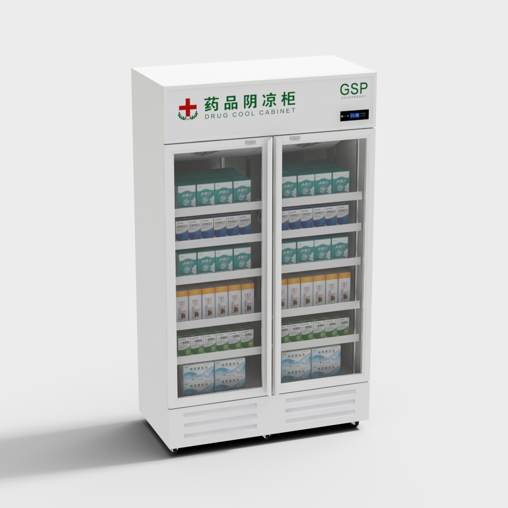 现代医院医用阴凉柜下风机双门3D模型