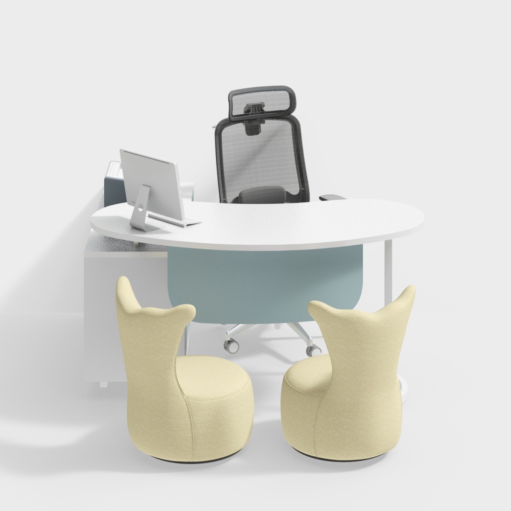 现代医院儿童诊室医生办公桌椅卡通3D模型