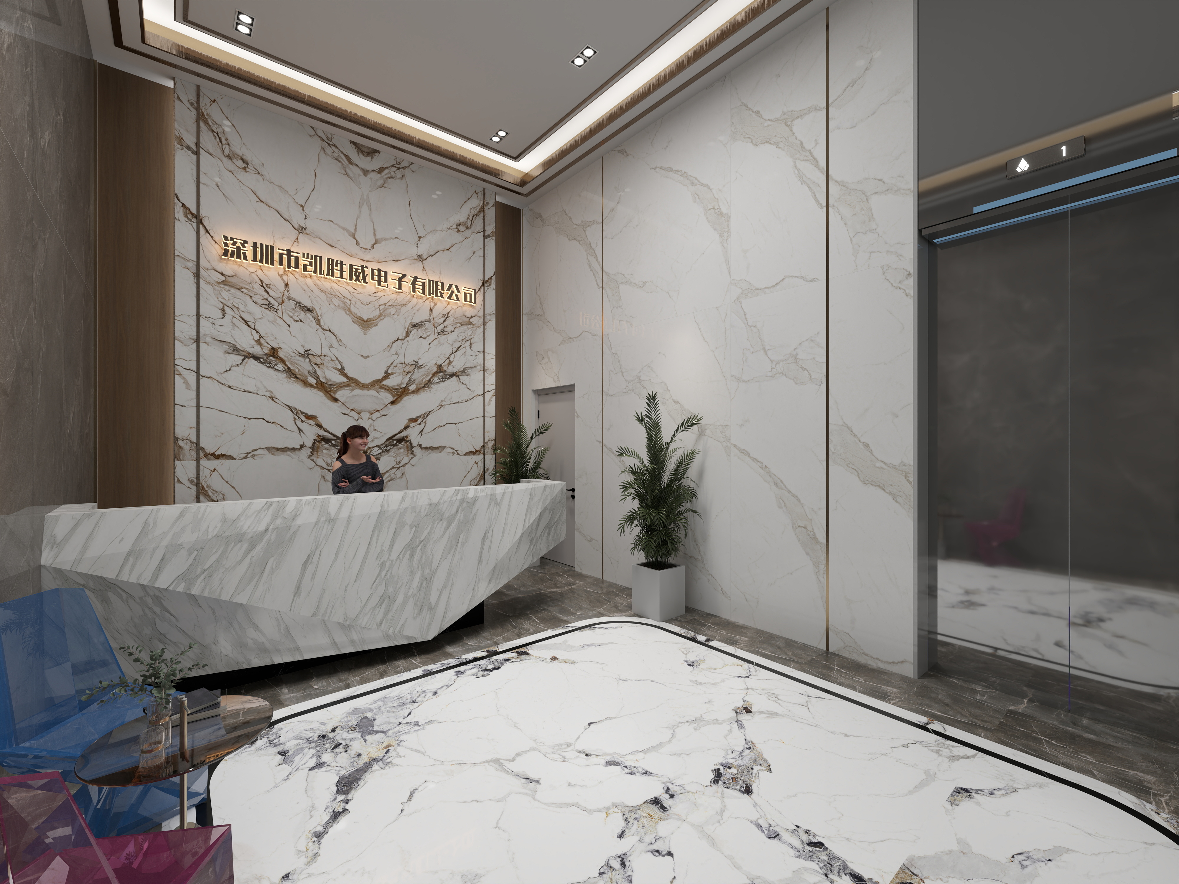 惠州全案设计师-张曾平-电梯间-装修设计方案