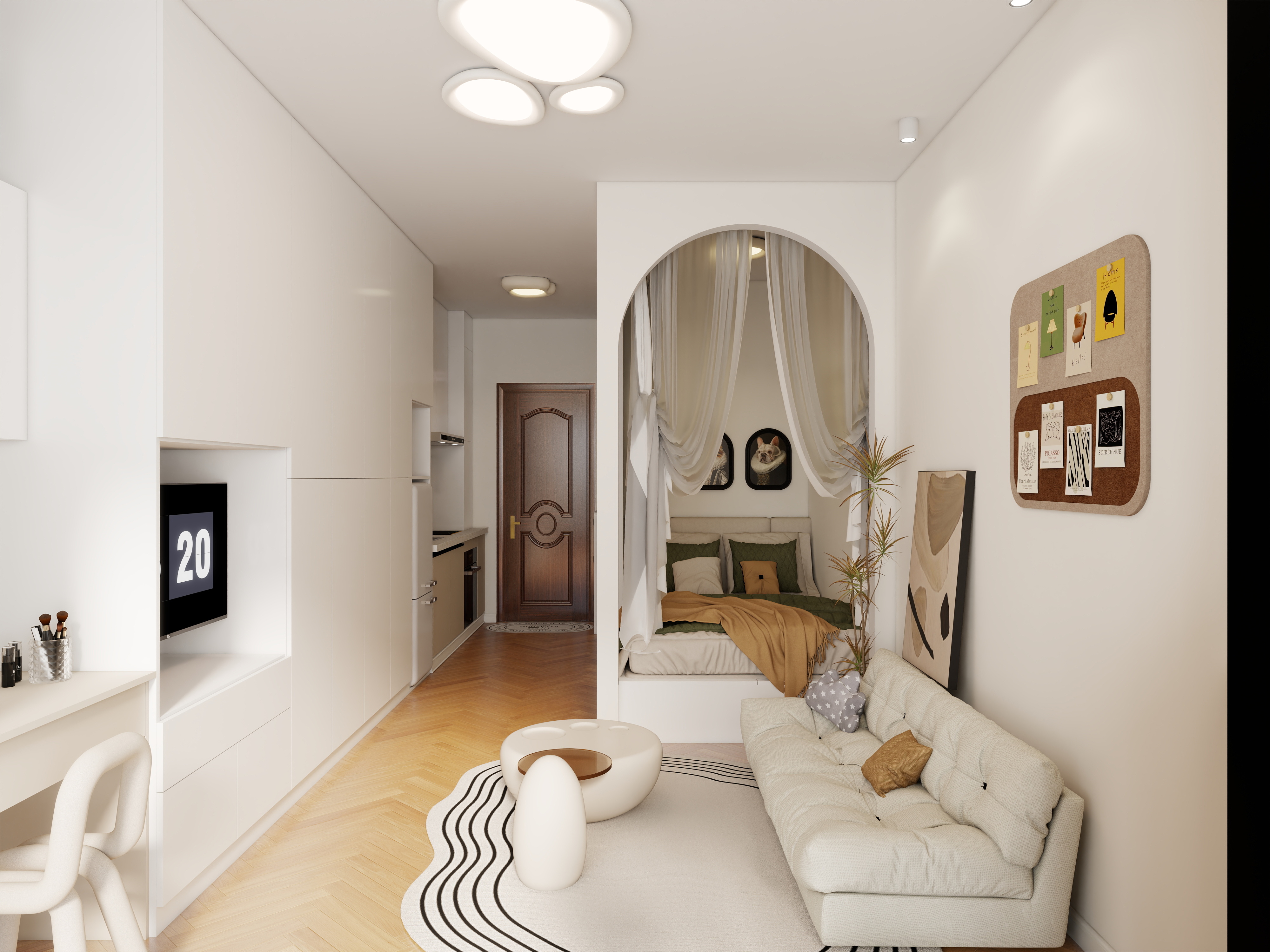 方屿空间设计工作室-奶油风小居23平-装修设计方案