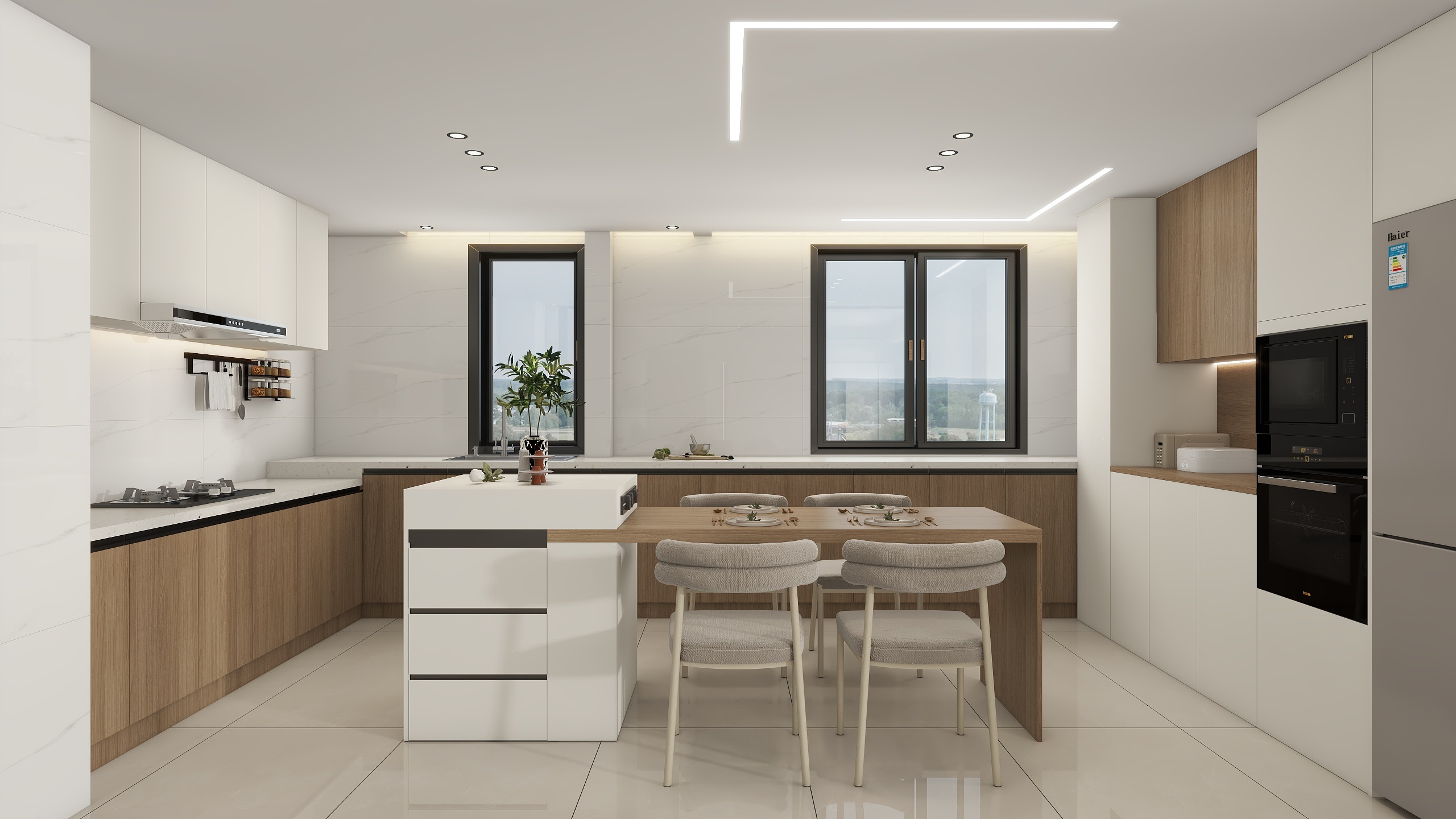 李青越-120平方原木奶油两居室样板间装修效果图