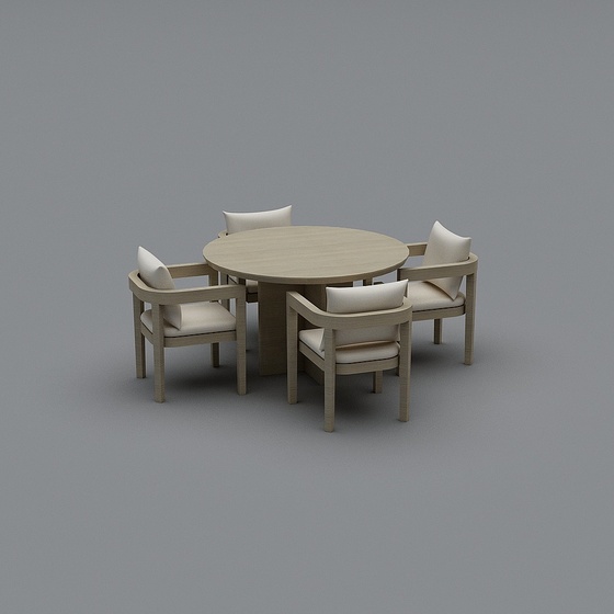 My Round RH Balmain Dining Table 3D Model in Brown